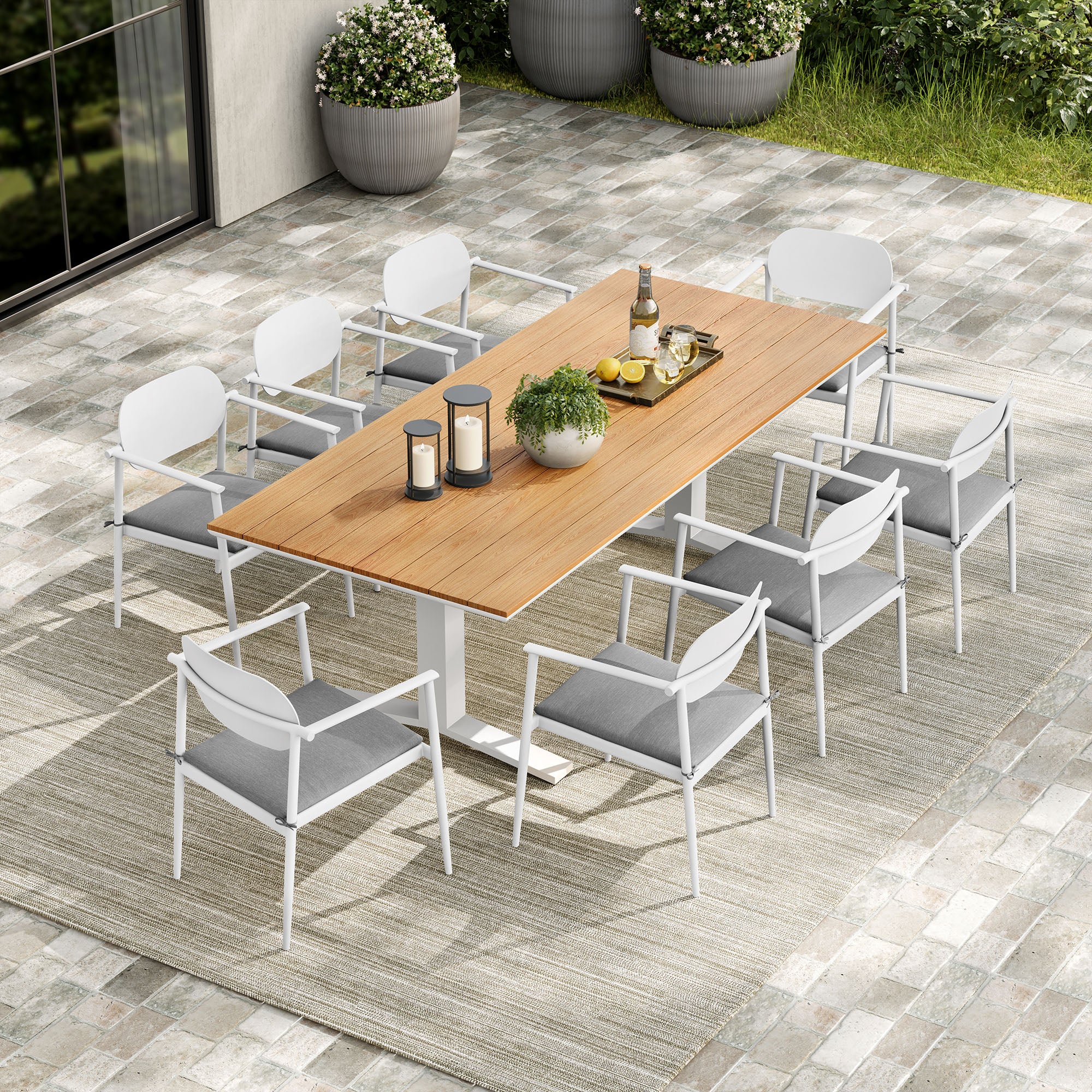 Aeris 9-Piece Outdoor Patio Aluminum Dining Set by Modway - Image 12