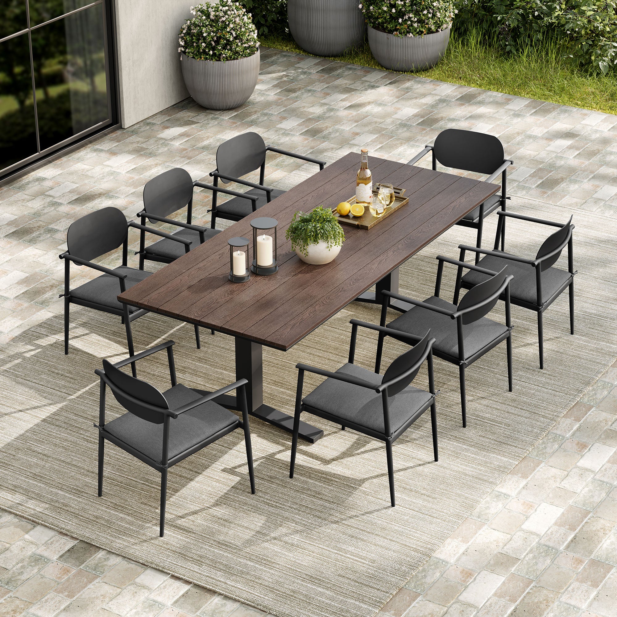 Aeris 9-Piece Outdoor Patio Aluminum Dining Set by Modway - Image 5