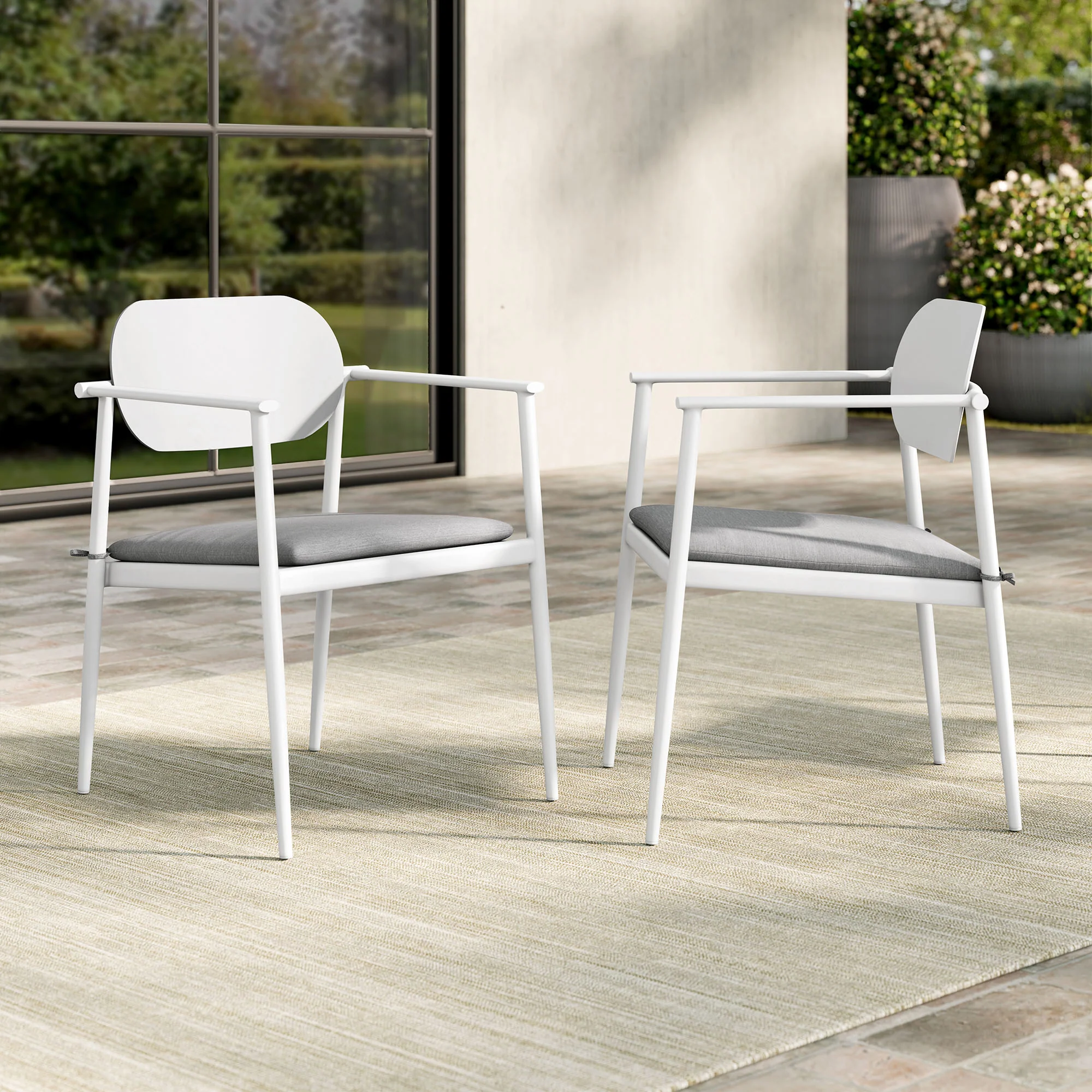 Aeris Stackable Outdoor Patio Aluminum Dining Armchair Set of 2 by Modway - Image 10