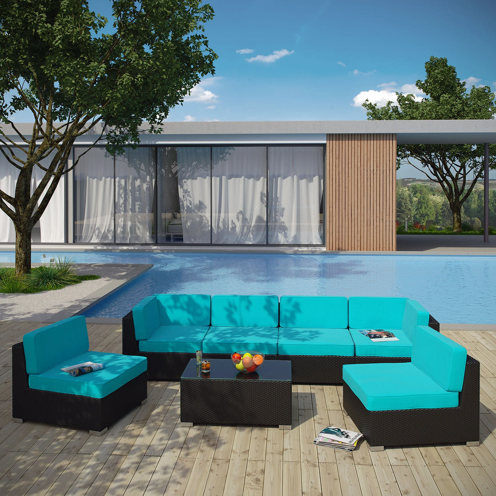 Aero 7 Piece Outdoor Patio Sectional Set By Modway - EEI-695 - Image 18