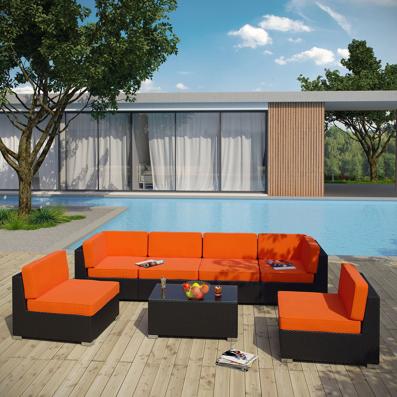 Aero 7 Piece Outdoor Patio Sectional Set By Modway - EEI-695 - Image 4