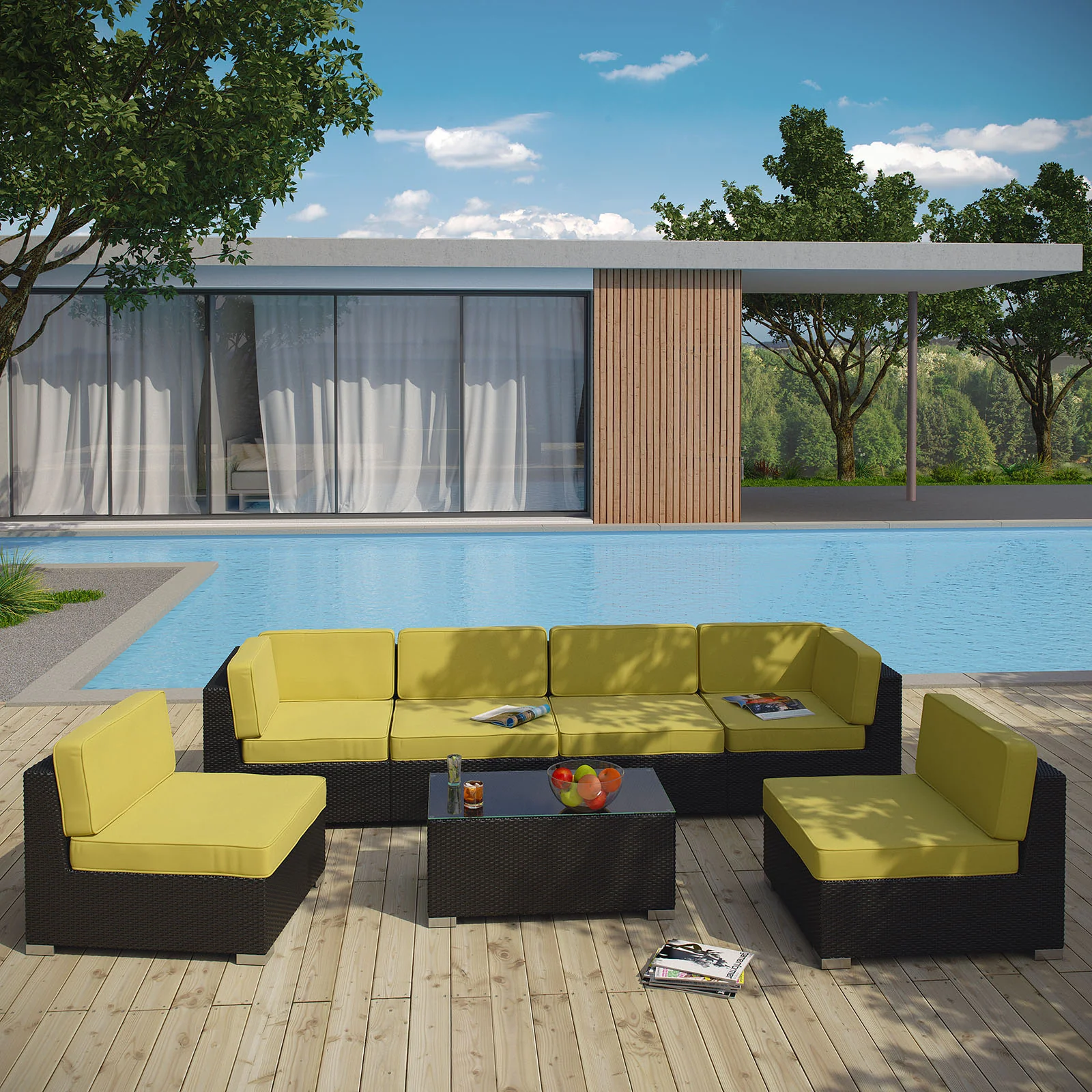 Aero 7 Piece Outdoor Patio Sectional Set By Modway - EEI-695 - Image 9
