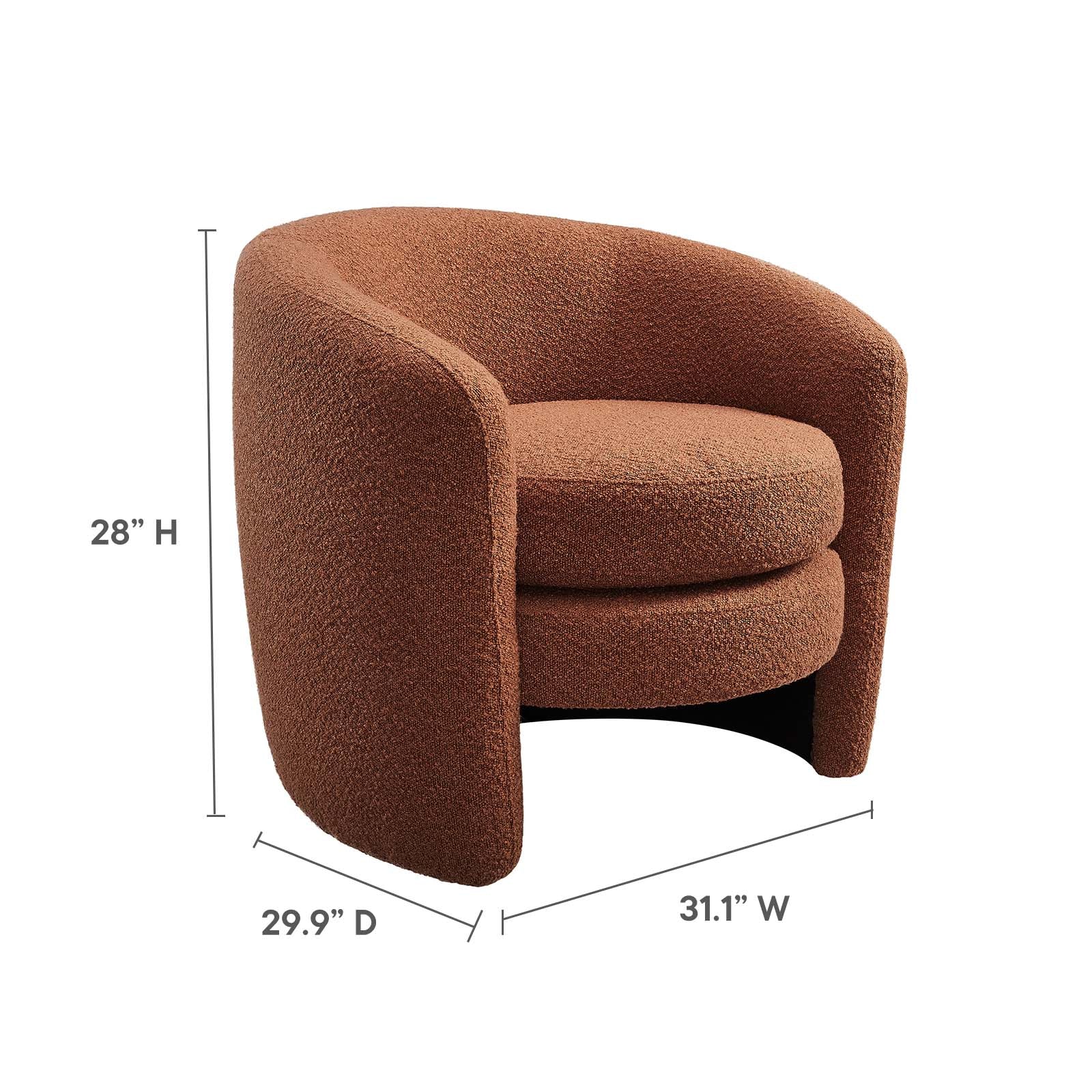 Affinity Upholstered Boucle Fabric Curved Back Armchair By Modway - EEI-6666 - Image 23