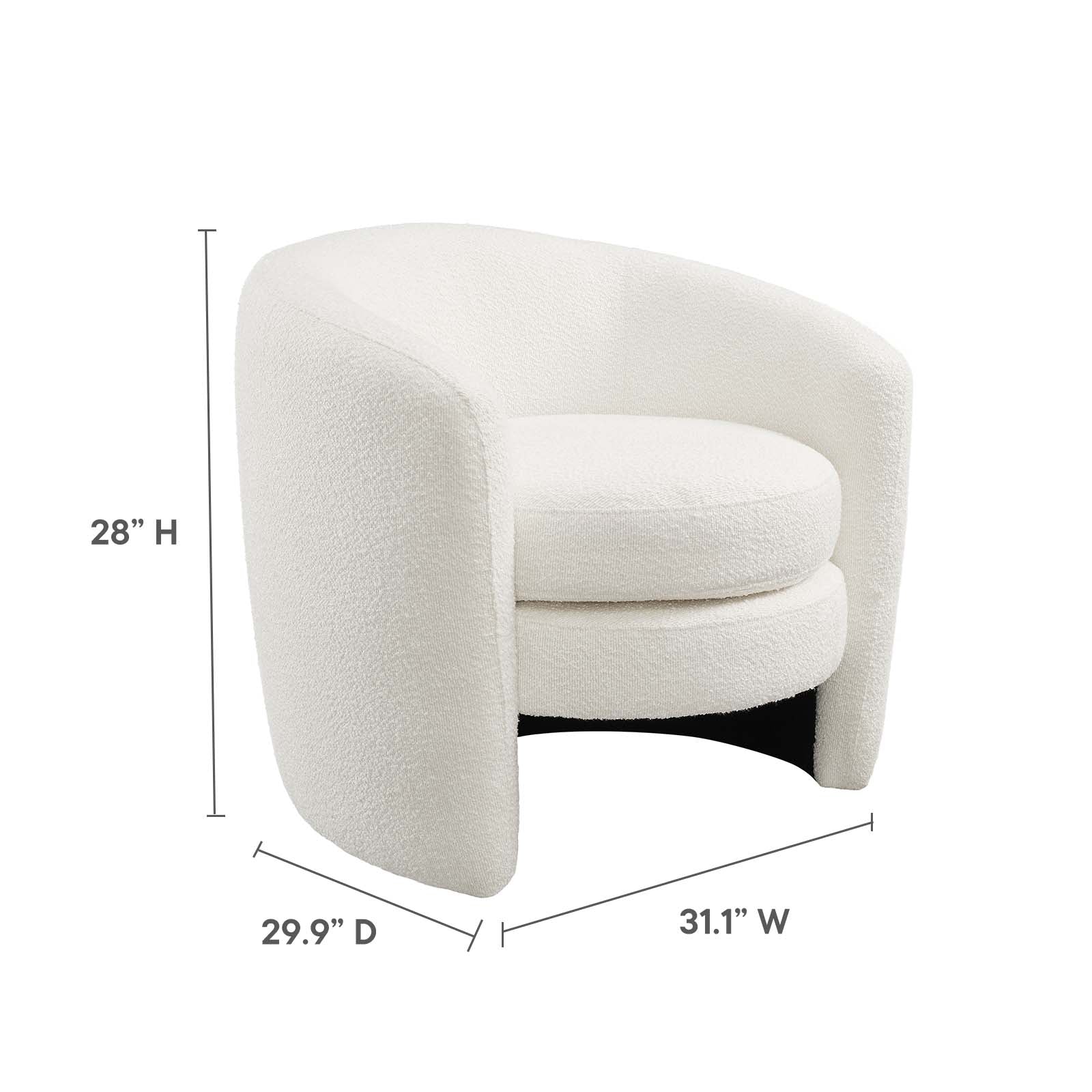 Affinity Upholstered Boucle Fabric Curved Back Armchair By Modway - EEI-6666 - Image 7
