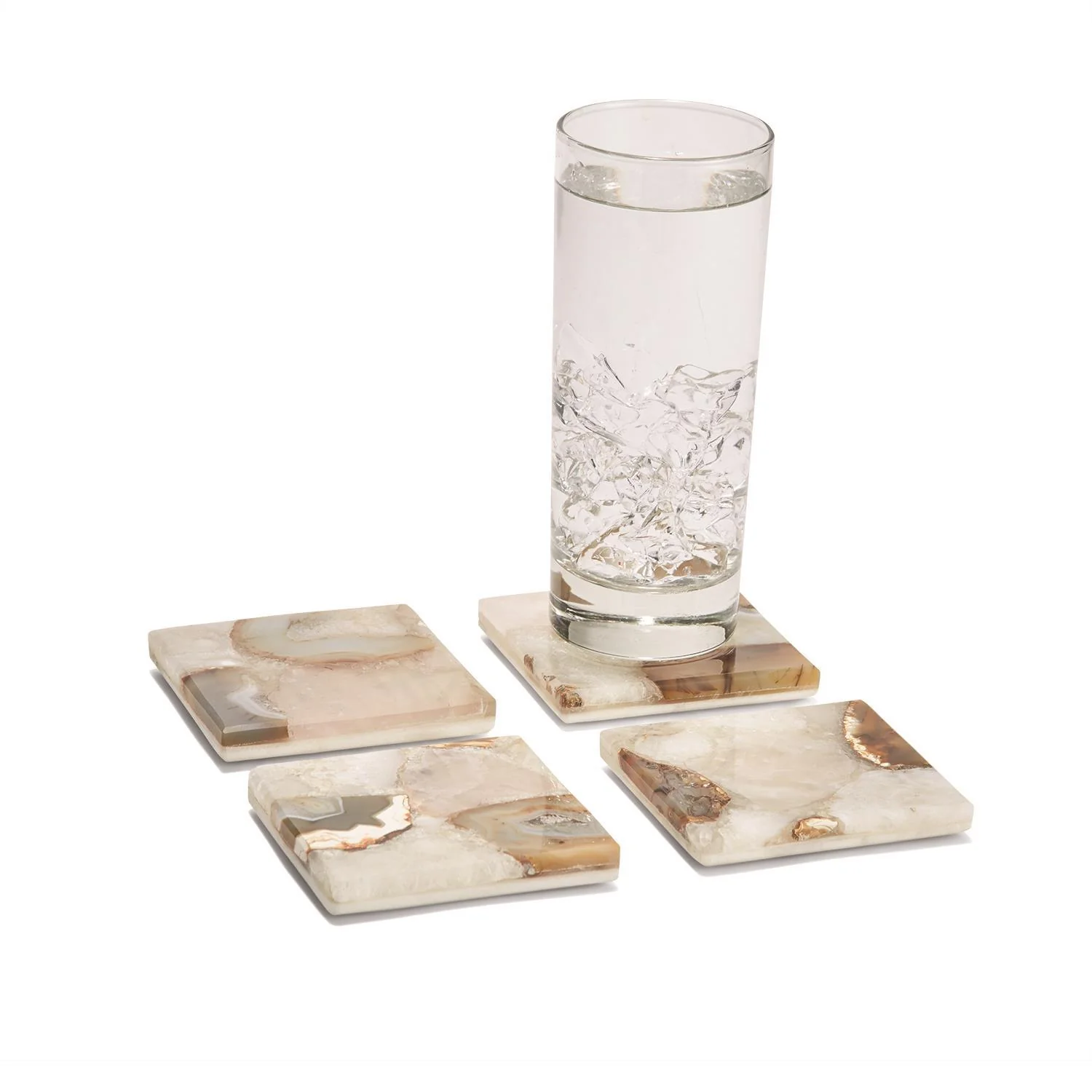 Agate Coasters with Marble Base Set Of 16 By Tozai Home - Image 3