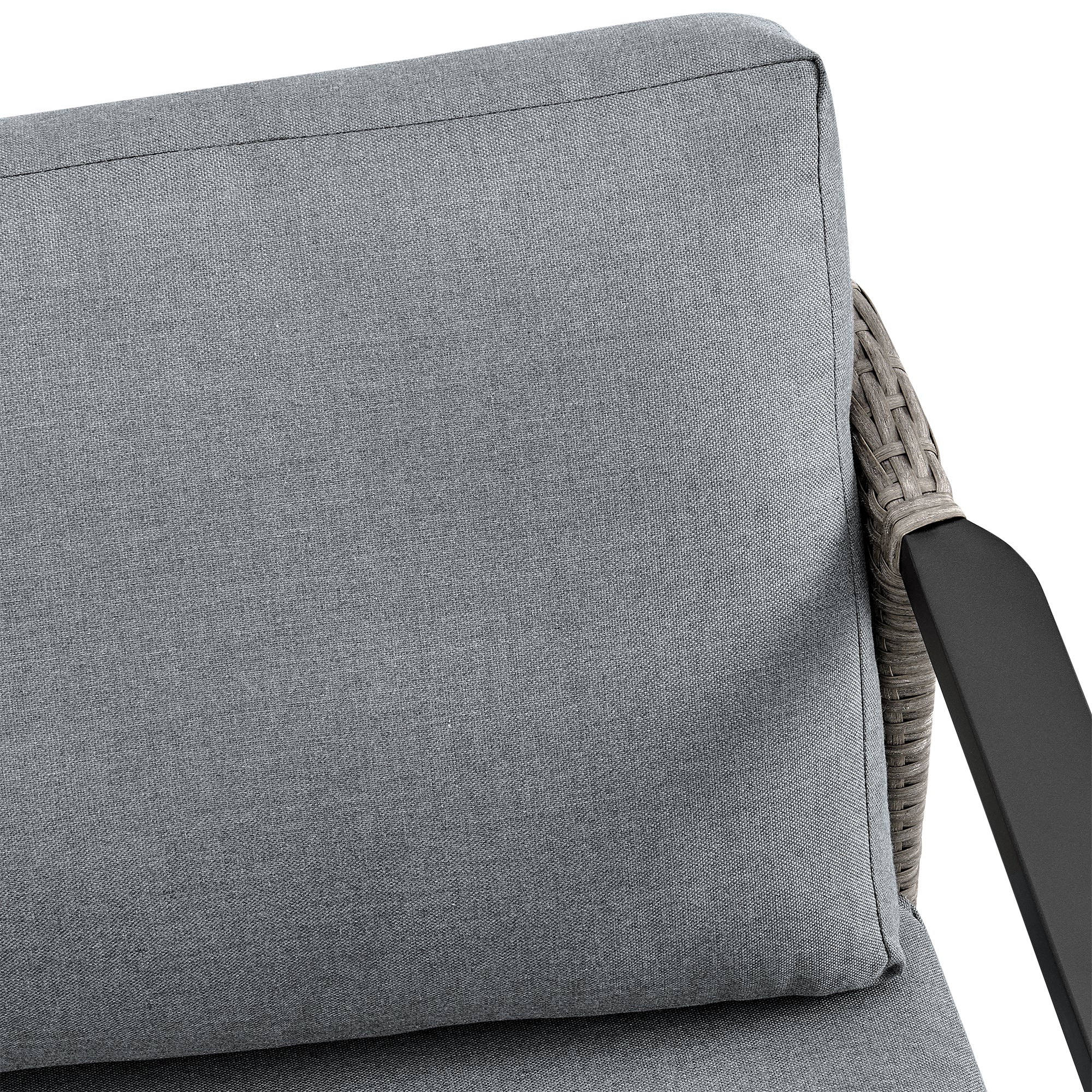 Aileen Outdoor Patio 4-Piece Lounge Set in Aluminum and Wicker with Grey Cushions By Armen Living - Image 10