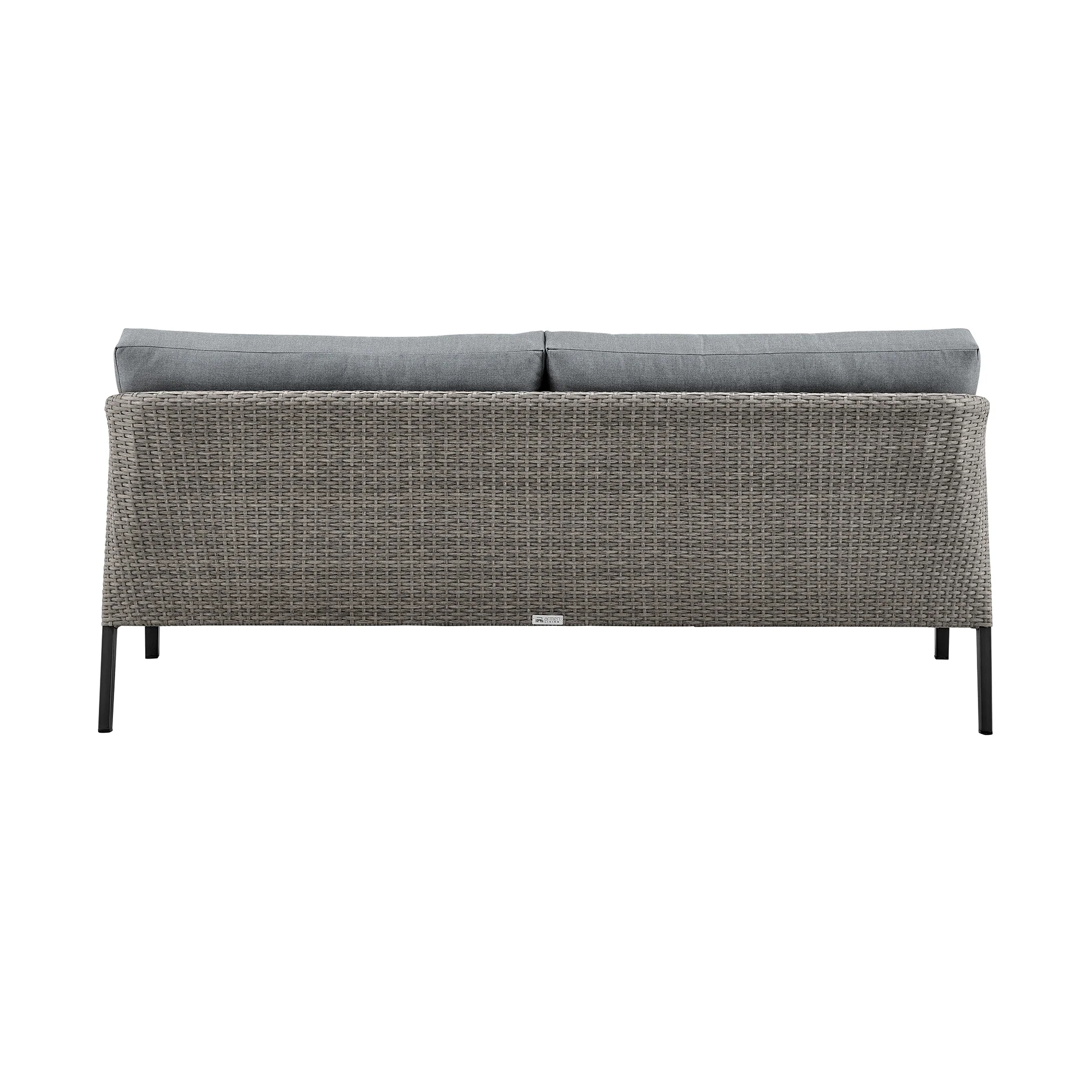 Aileen Outdoor Patio 4-Piece Lounge Set in Aluminum and Wicker with Grey Cushions By Armen Living - Image 4