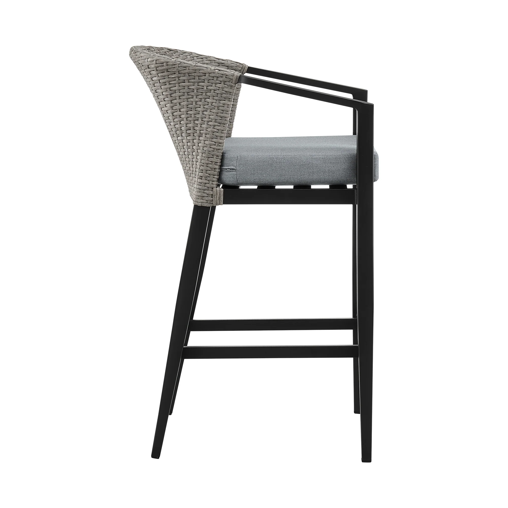 Aileen Outdoor Patio 5-Piece Bar Table Set in Aluminum with Grey Cushions By Armen Living - Image 4