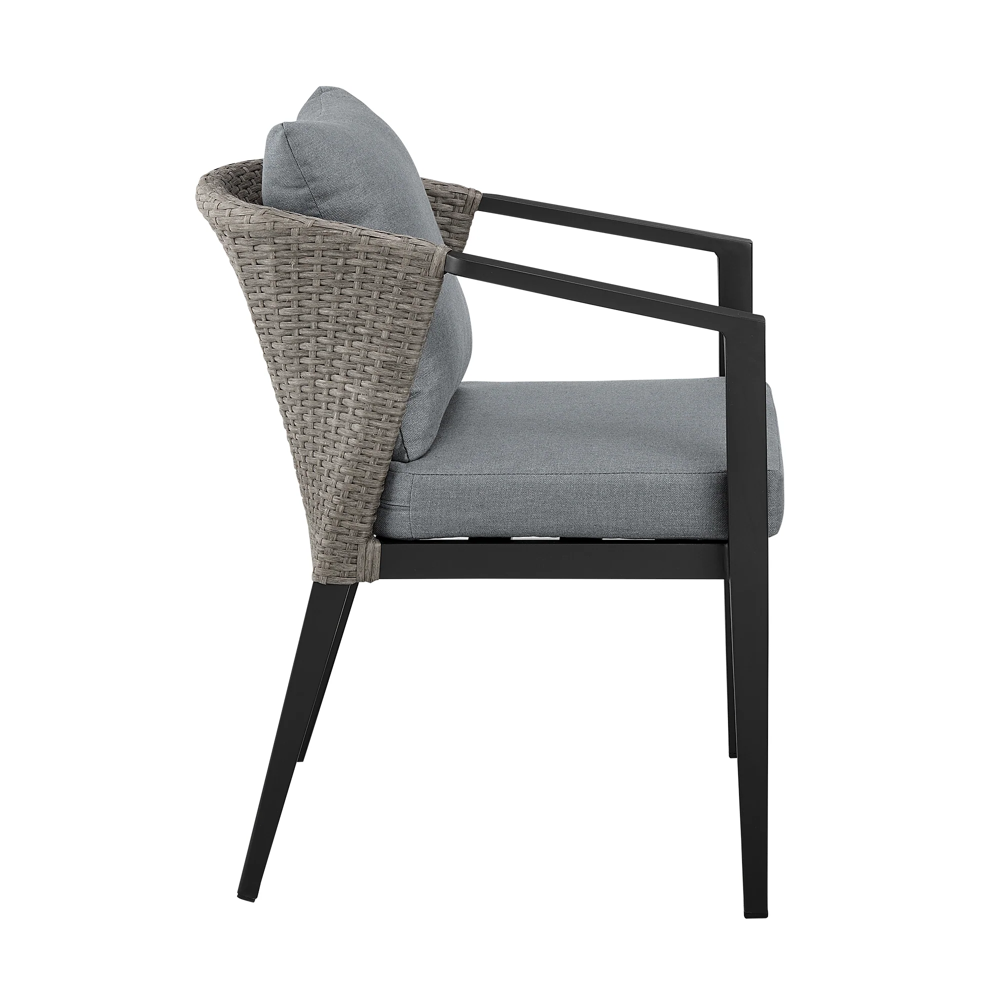 Aileen Outdoor Patio 5-Piece Dining Table Set in Aluminum and Wicker with Grey Cushions By Armen Living - Image 4