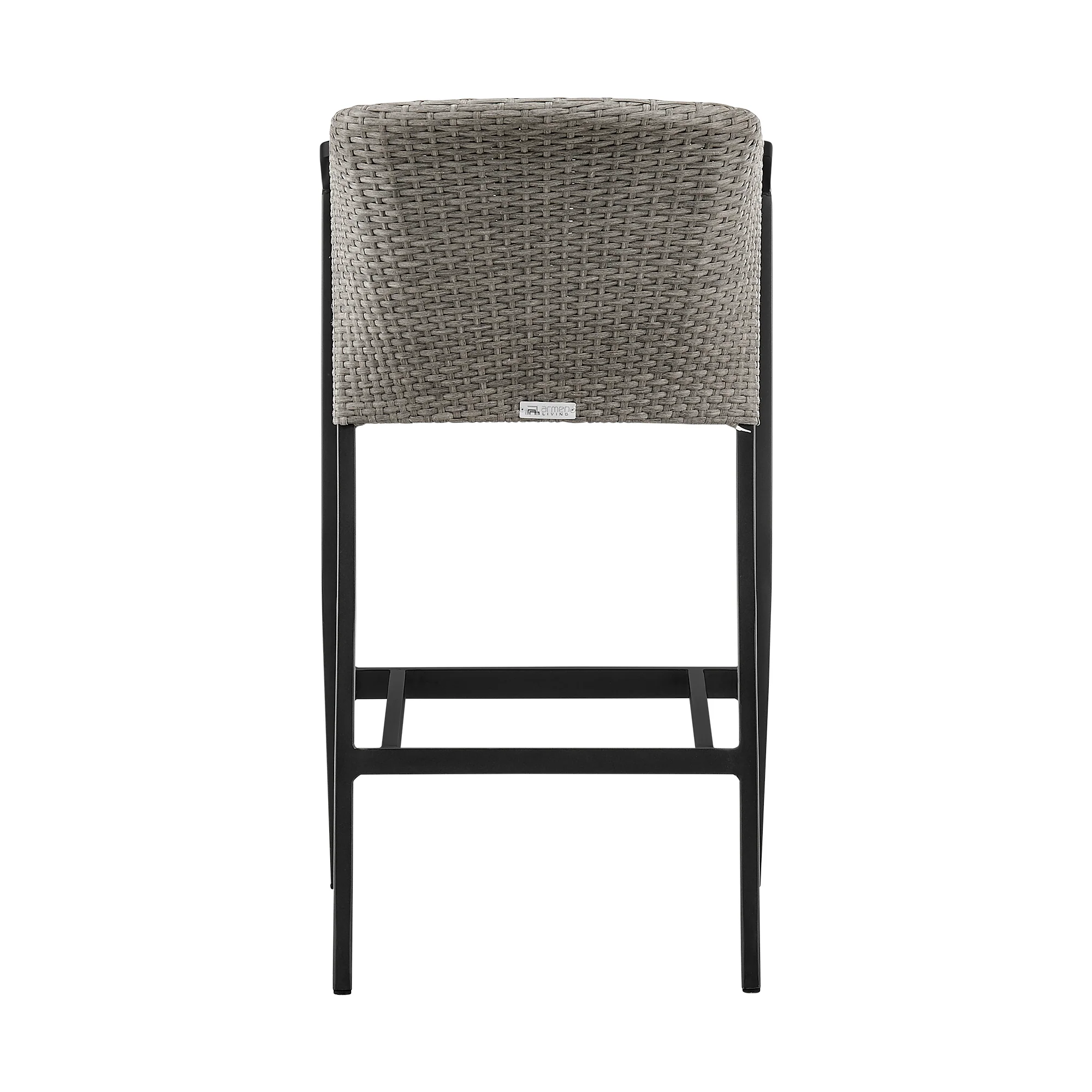 Aileen Outdoor Patio Counter Height Bar Stool in Aluminum and Wicker with Grey Cushions By Armen Living - Image 7