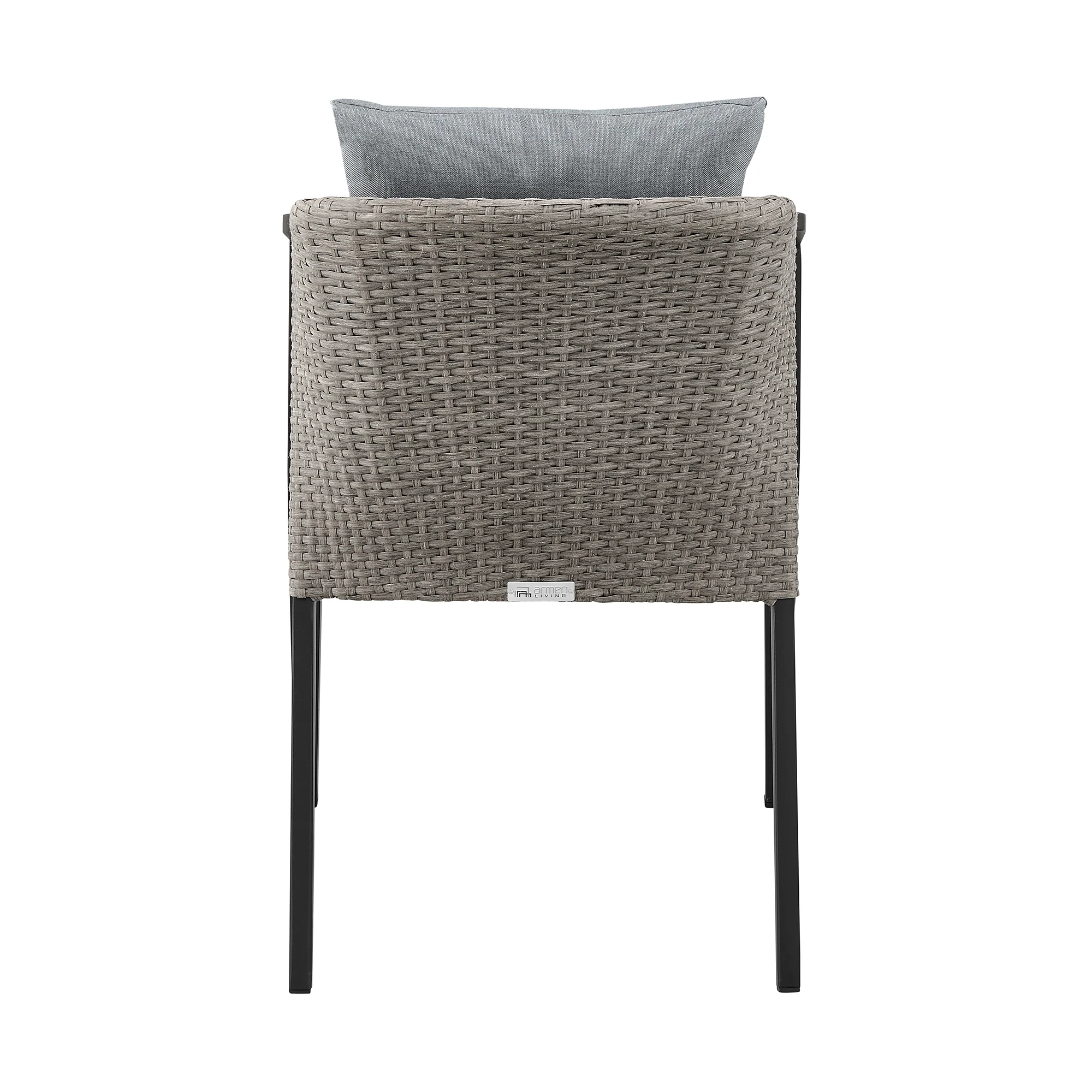 Aileen Outdoor Patio Dining Chairs in Aluminum and Wicker with Grey Cushions - Set of 2 By Armen Living - Image 8