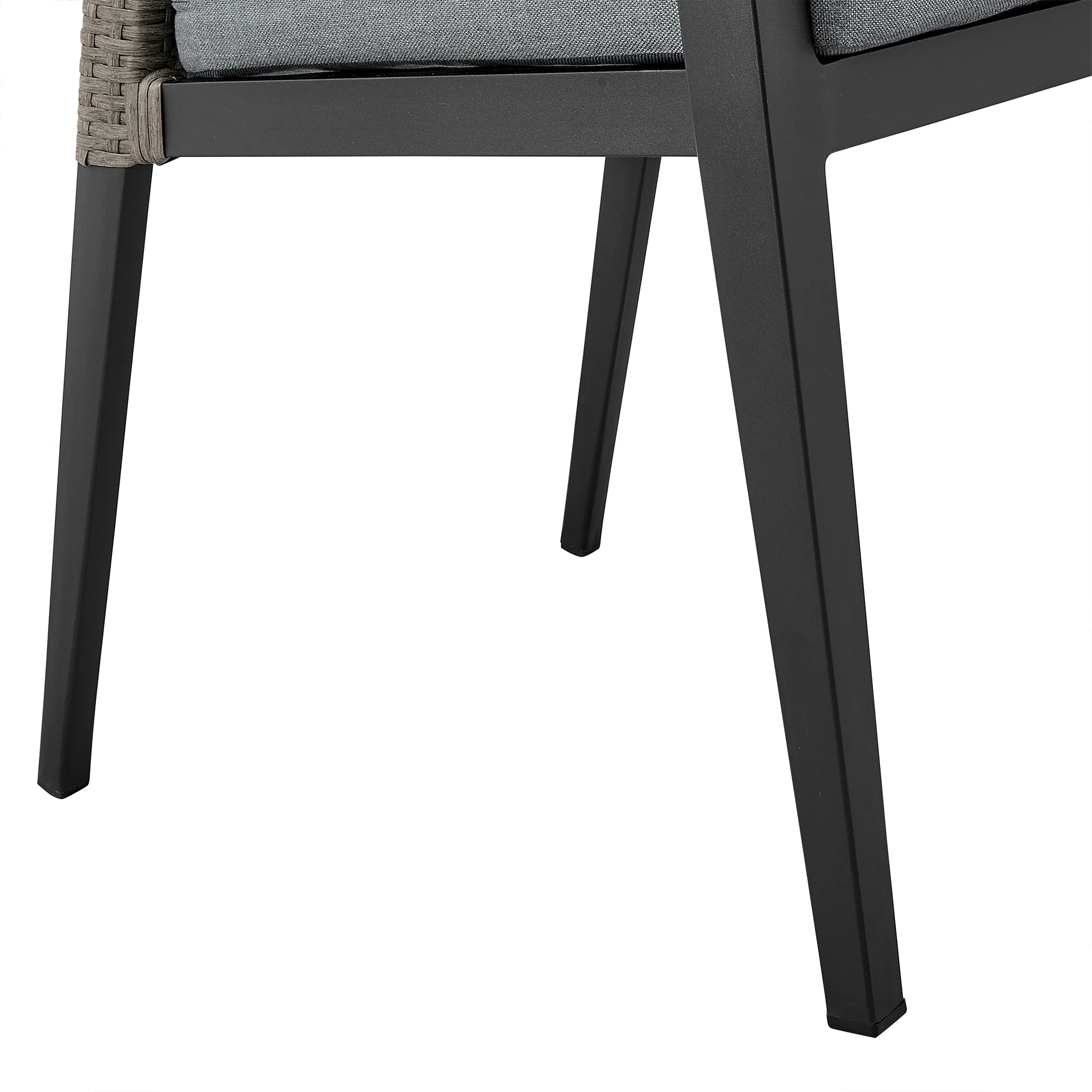 Aileen Outdoor Patio Dining Chairs in Aluminum and Wicker with Grey Cushions - Set of 2 By Armen Living - Image 9
