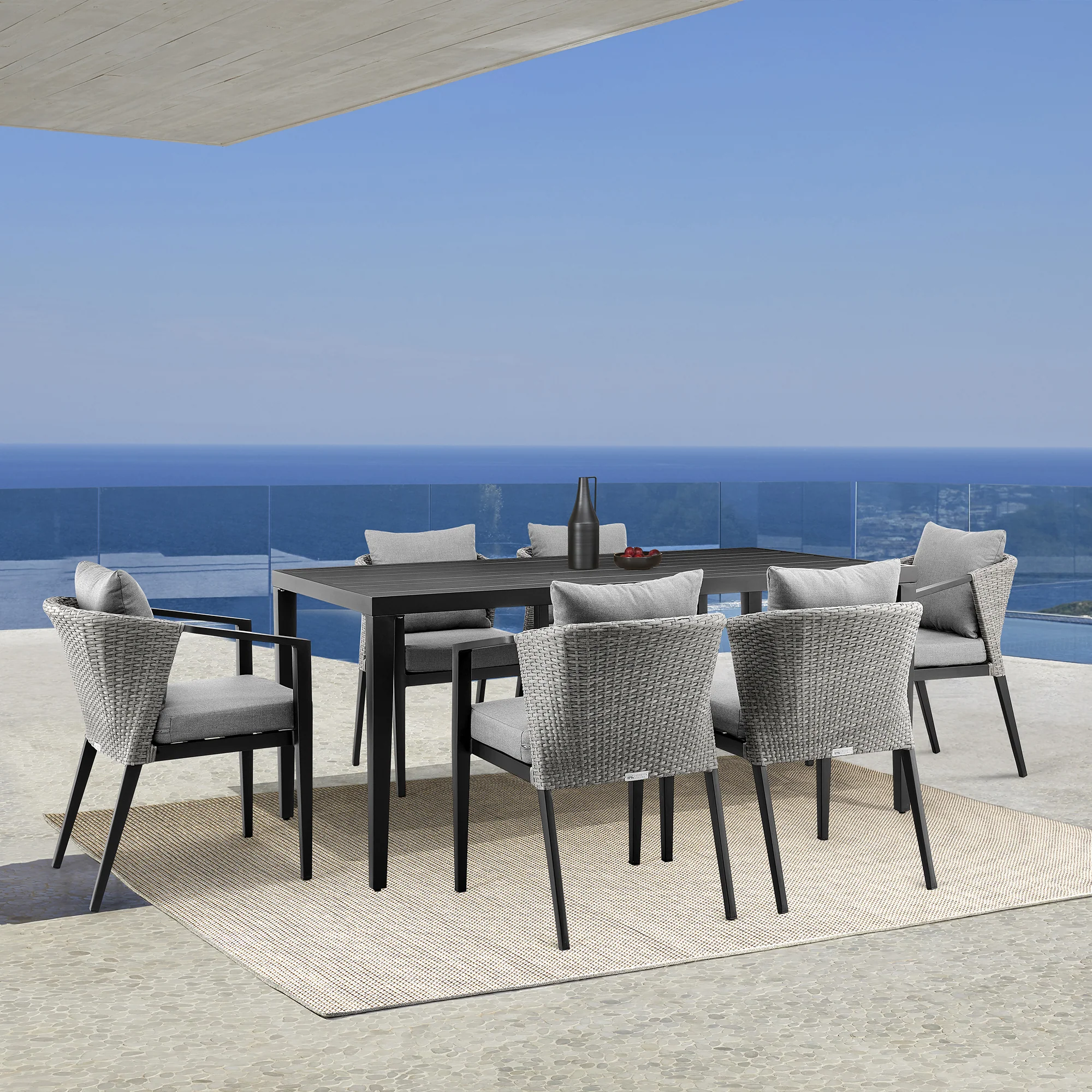 Aileen Outdoor Patio Dining Table in Aluminum By Armen Living - Image 3