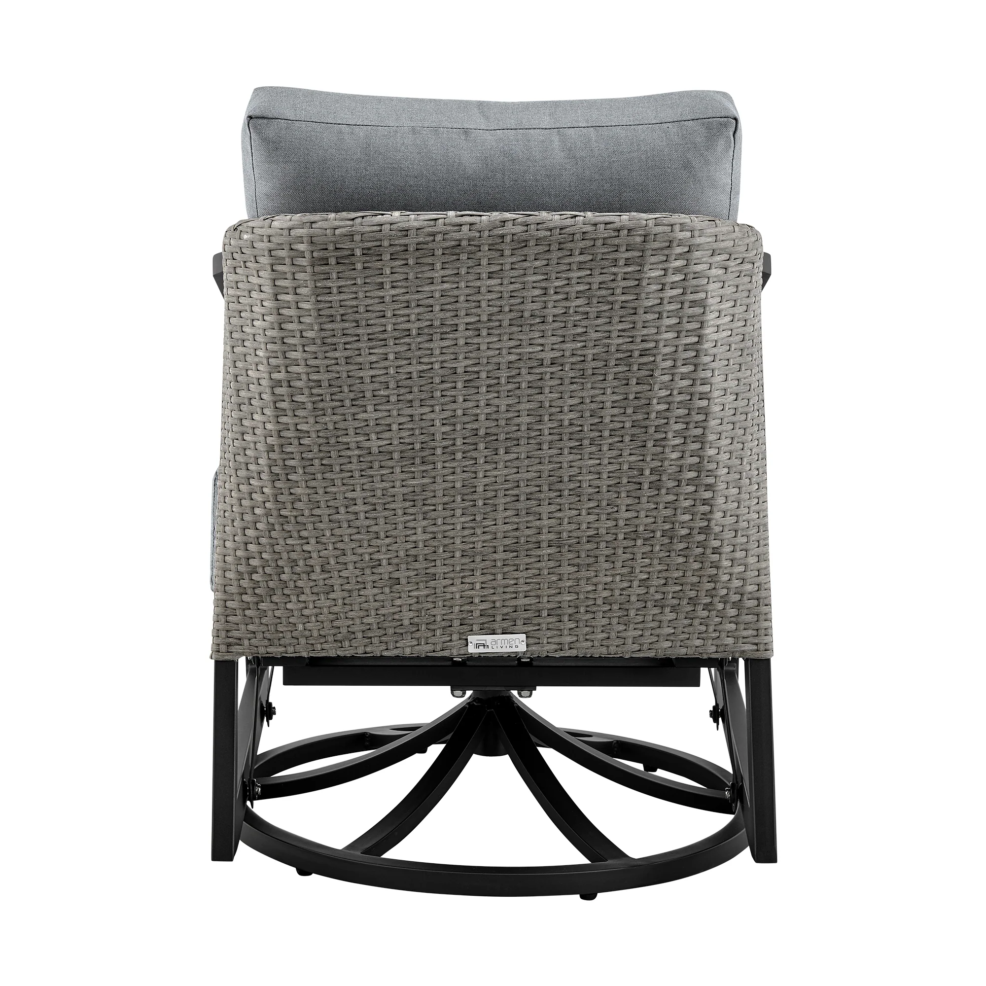 Aileen Outdoor Patio Swivel Lounge Chair in Aluminum with Grey Cushions By Armen Living - Image 7