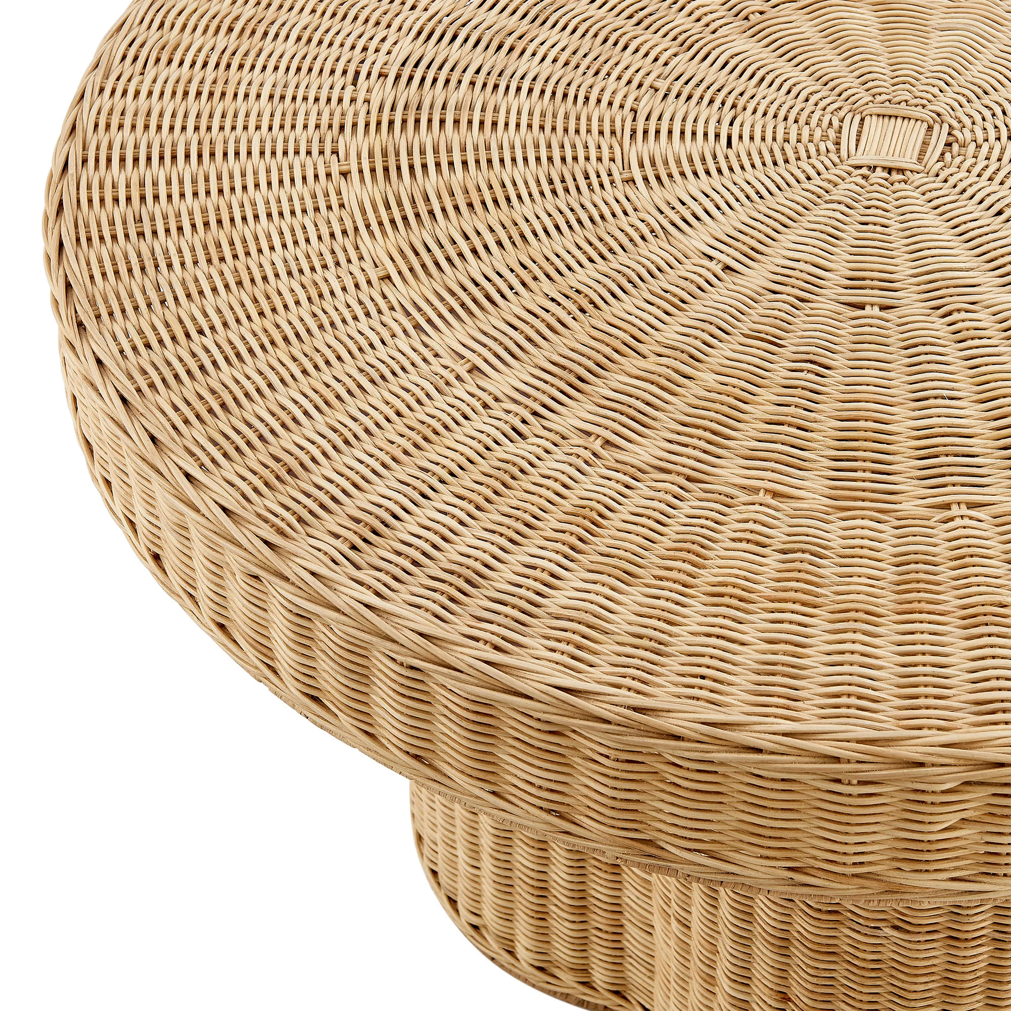 Ainsley 32 Inch Round Natural Rattan Coffee Table by Modway - Image 5