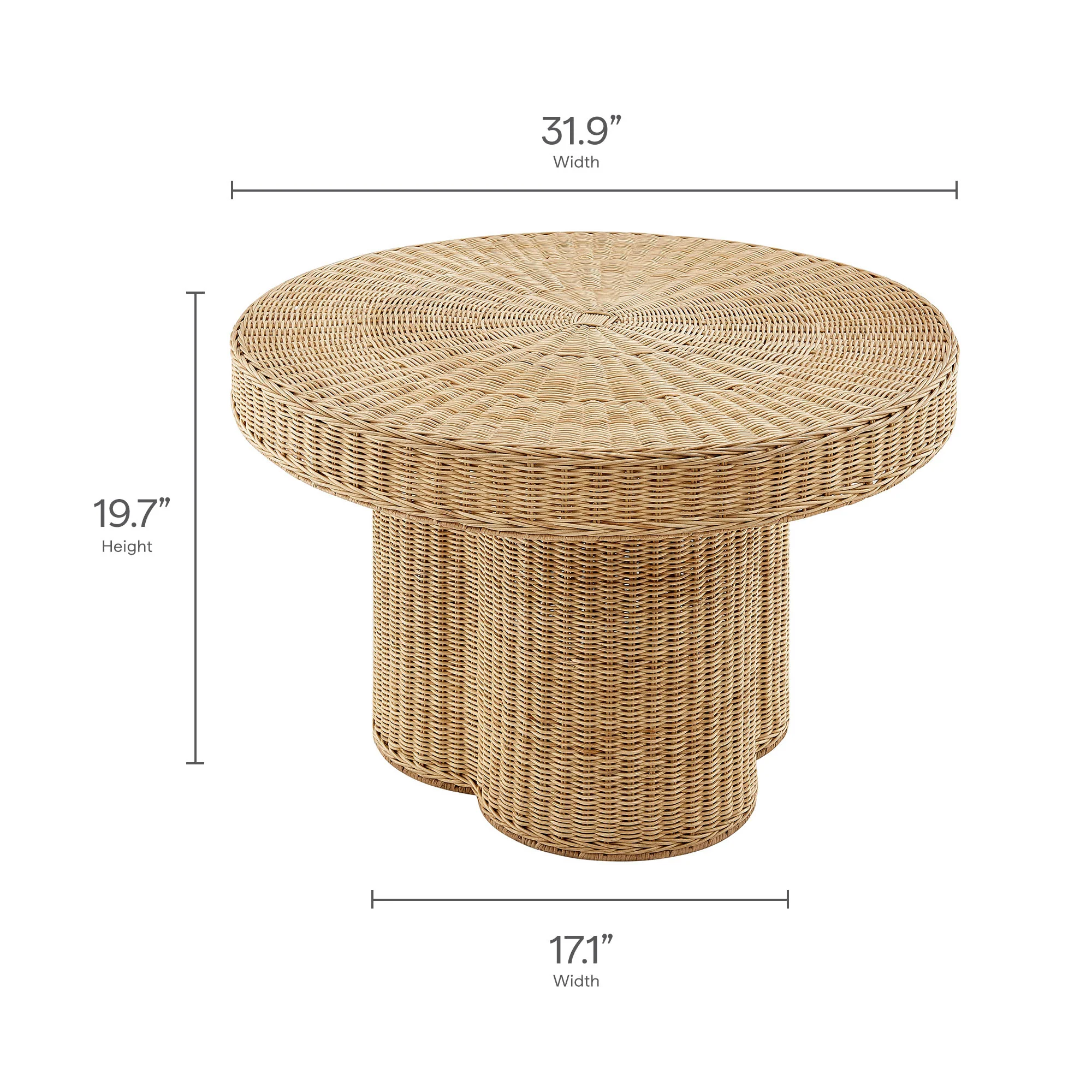 Ainsley 32 Inch Round Natural Rattan Coffee Table by Modway - Image 8