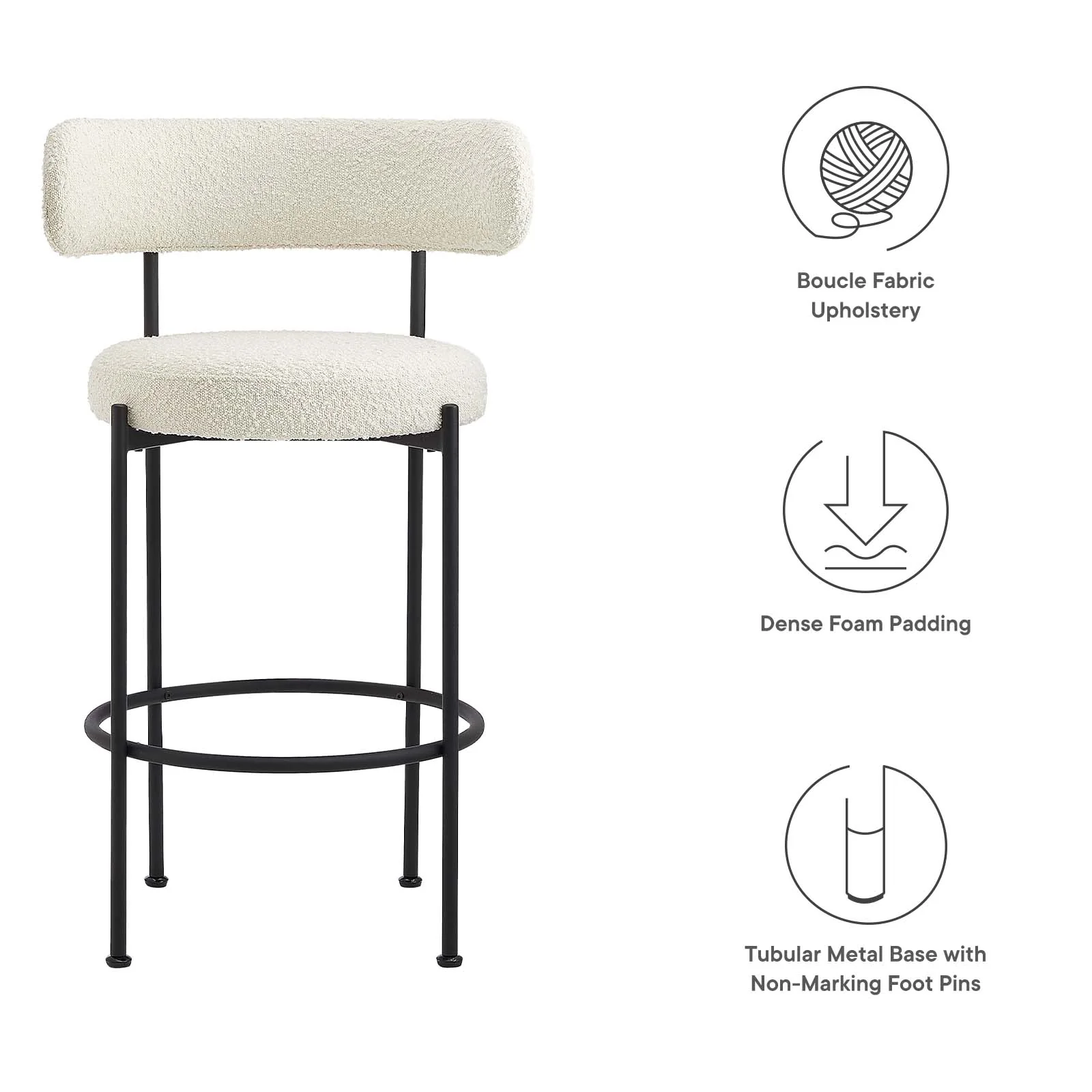 Albie Boucle Fabric Bar Stools - Set of 2 By Modway - EEI-6520 - Image 14