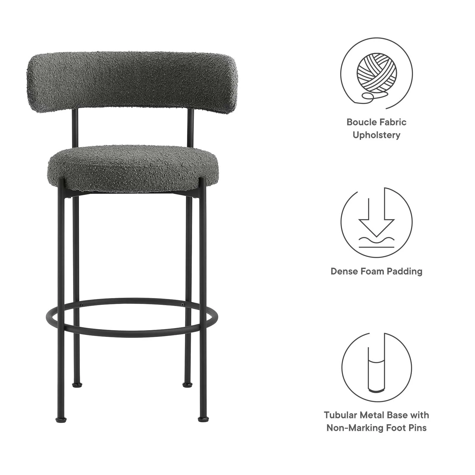 Albie Boucle Fabric Bar Stools - Set of 2 By Modway - EEI-6520 - Image 6
