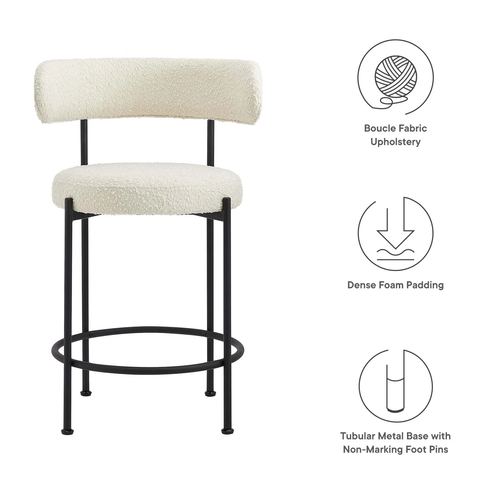 Albie Boucle Fabric Counter Stools - Set of 2 By Modway - EEI-6518 - Image 14