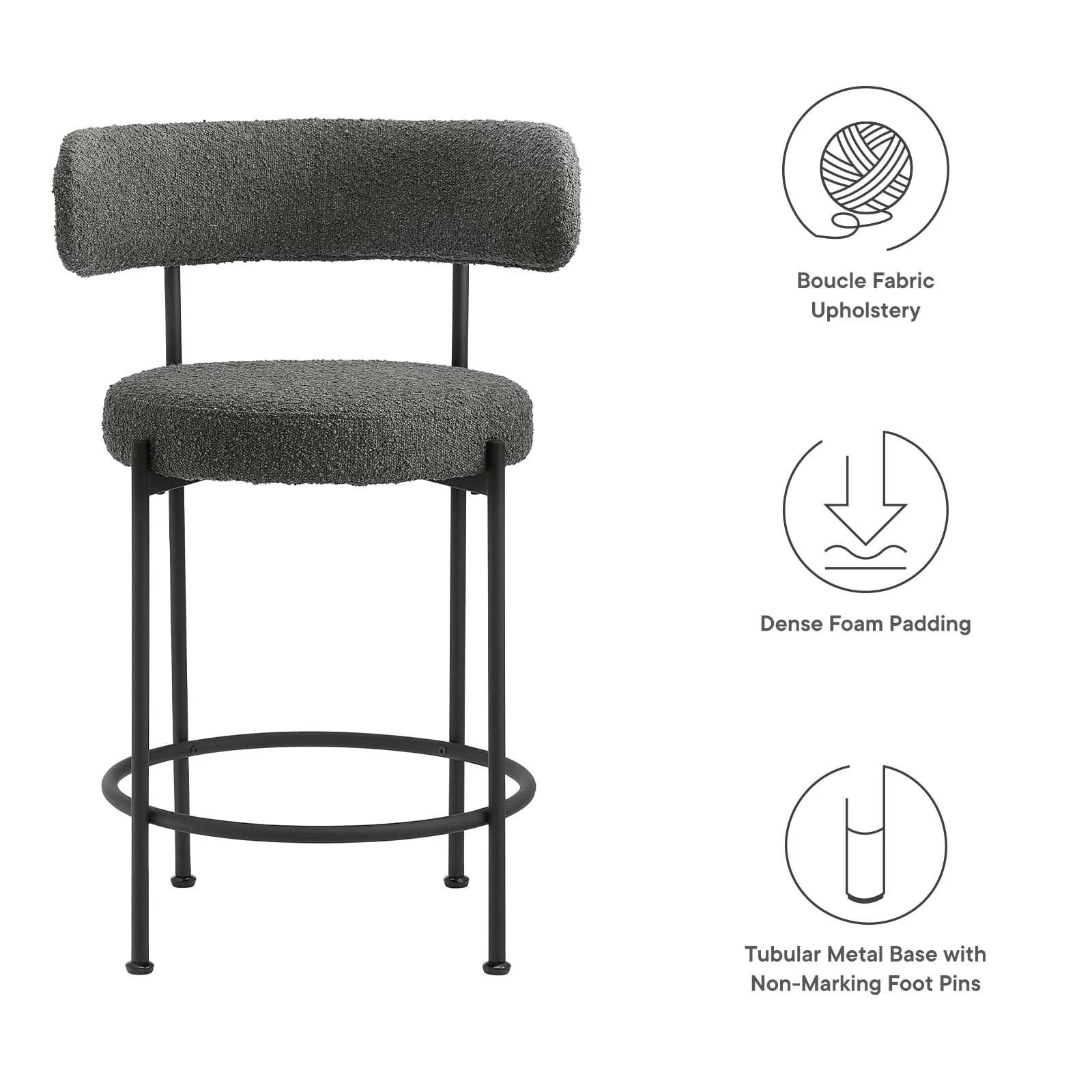 Albie Boucle Fabric Counter Stools - Set of 2 By Modway - EEI-6518 - Image 6