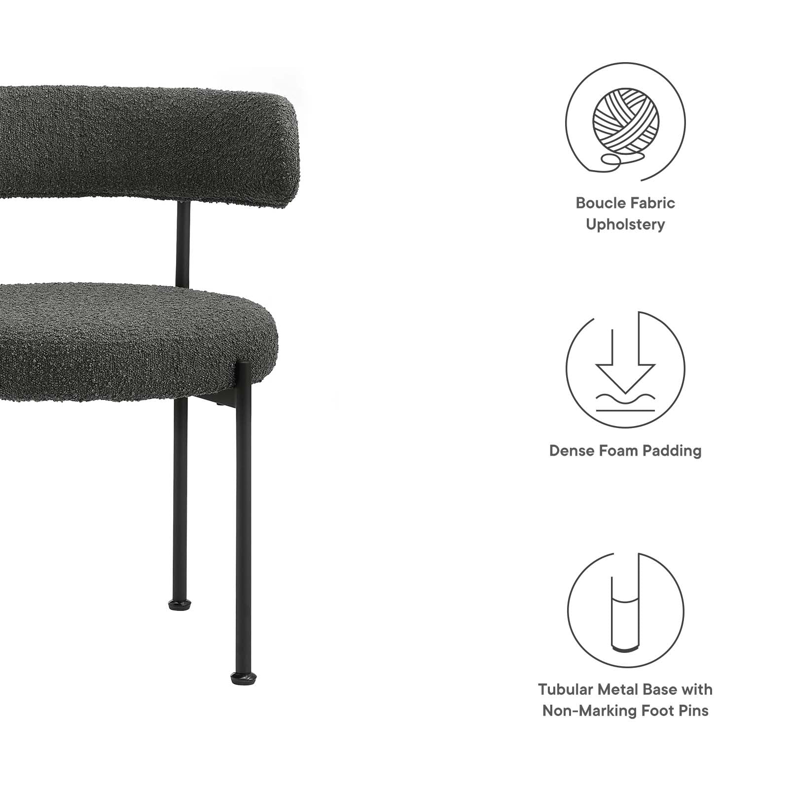 Albie Boucle Fabric Dining Chairs - Set of 2 By Modway - EEI-6516 - Image 6