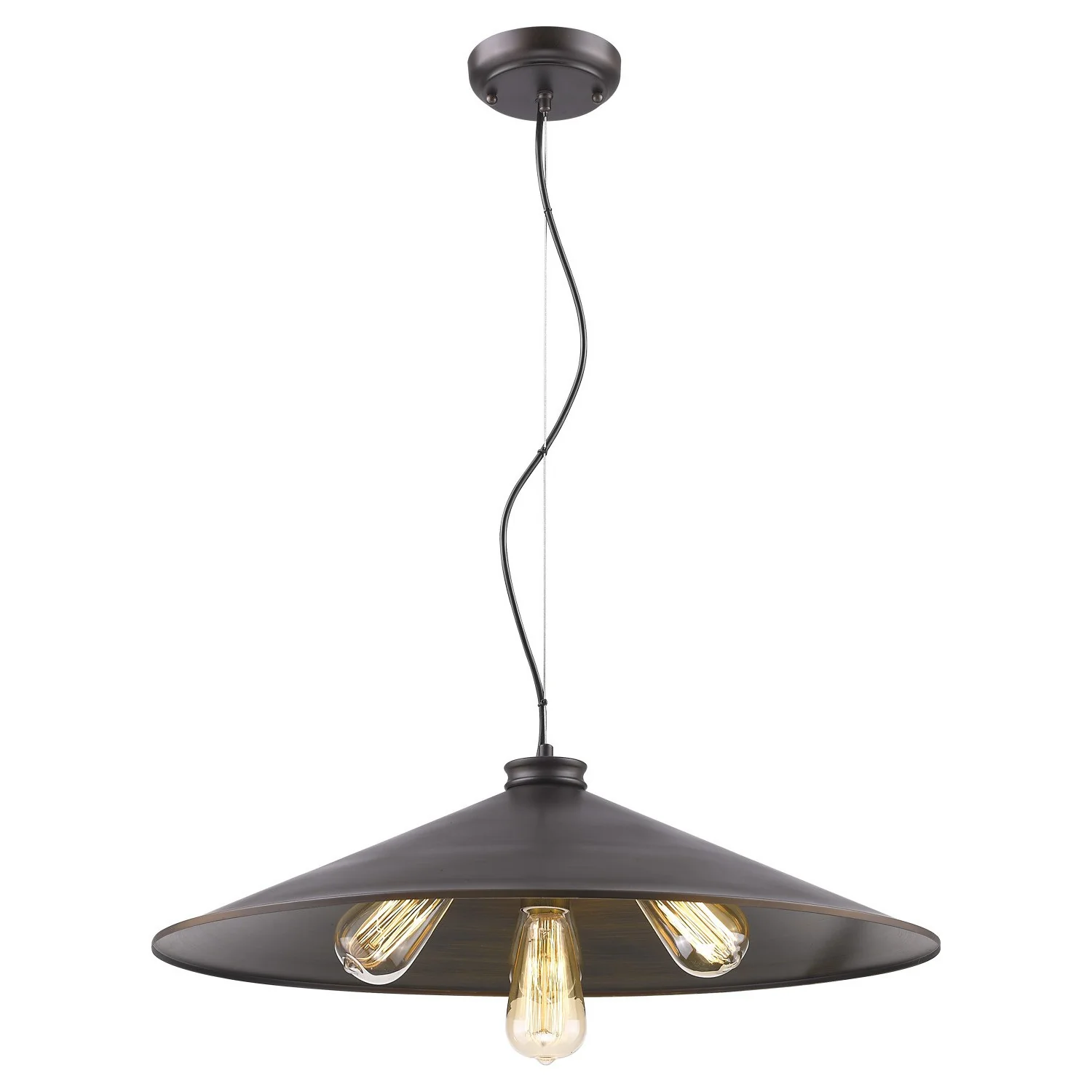 Alcove 4-Light Oil-Rubbed Bronze Pendant With Raw Brass Interior Shade By Homeroots - Image 2