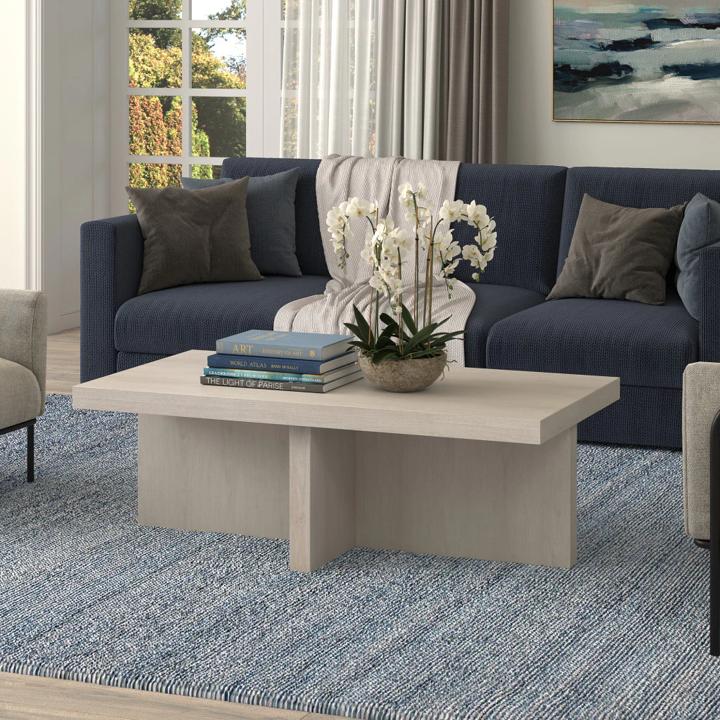 Alder White Wood Coffee Table By Homeroots - Image 7