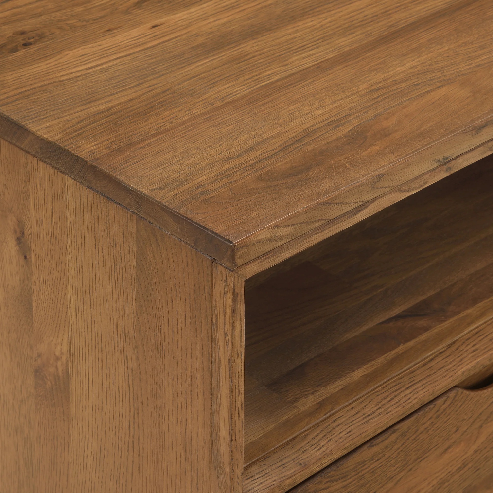 Aldo 1 Drawer Nightstand in Brown Oak Wood with Black Metal Legs By Armen Living - Image 11
