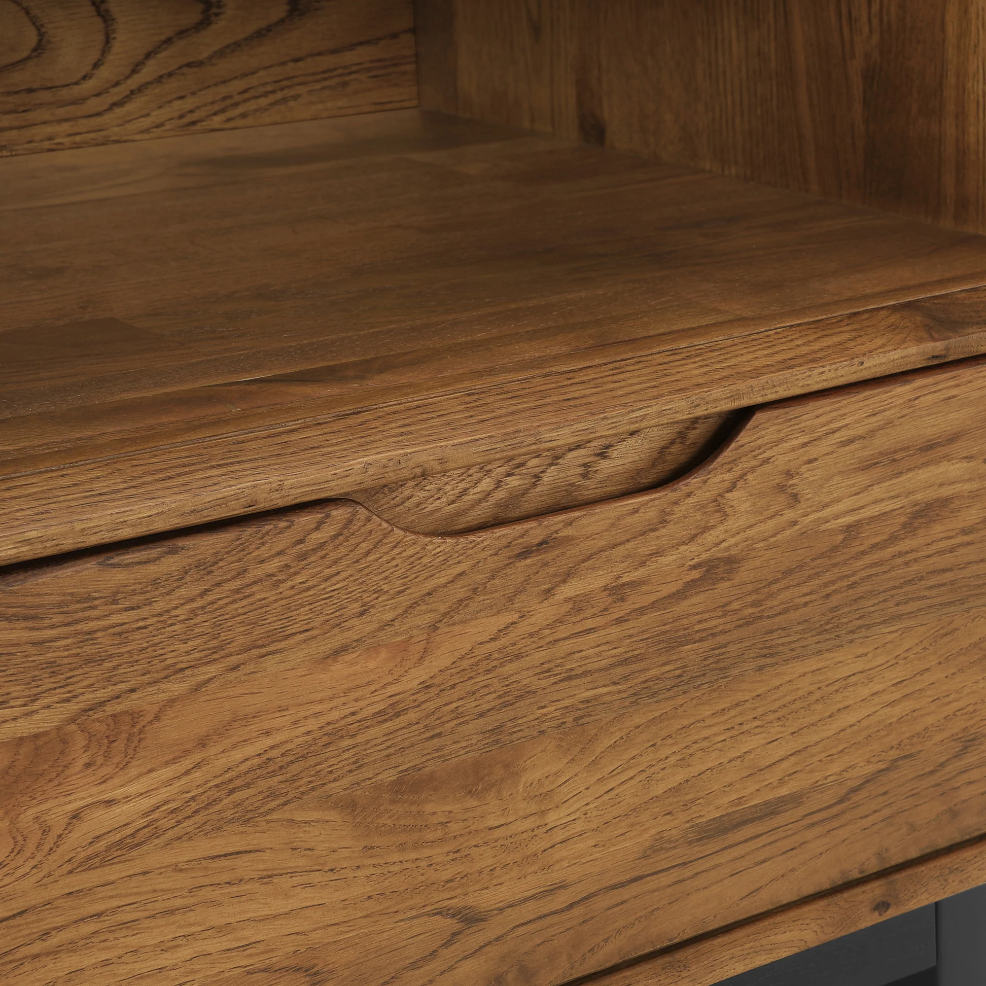 Aldo 1 Drawer Nightstand in Brown Oak Wood with Black Metal Legs By Armen Living - Image 8