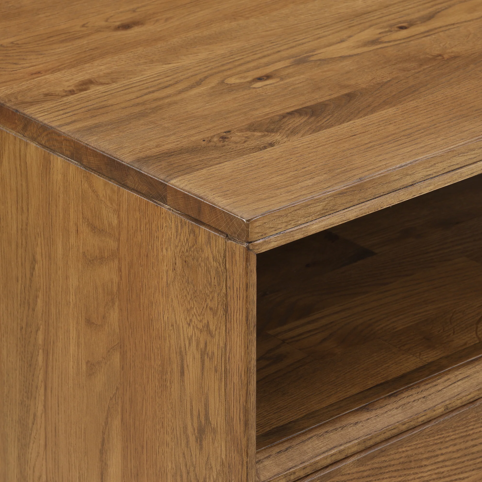 Aldo 4 Drawer Dresser in Brown Oak Wood with Black Metal Legs By Armen Living - Image 11