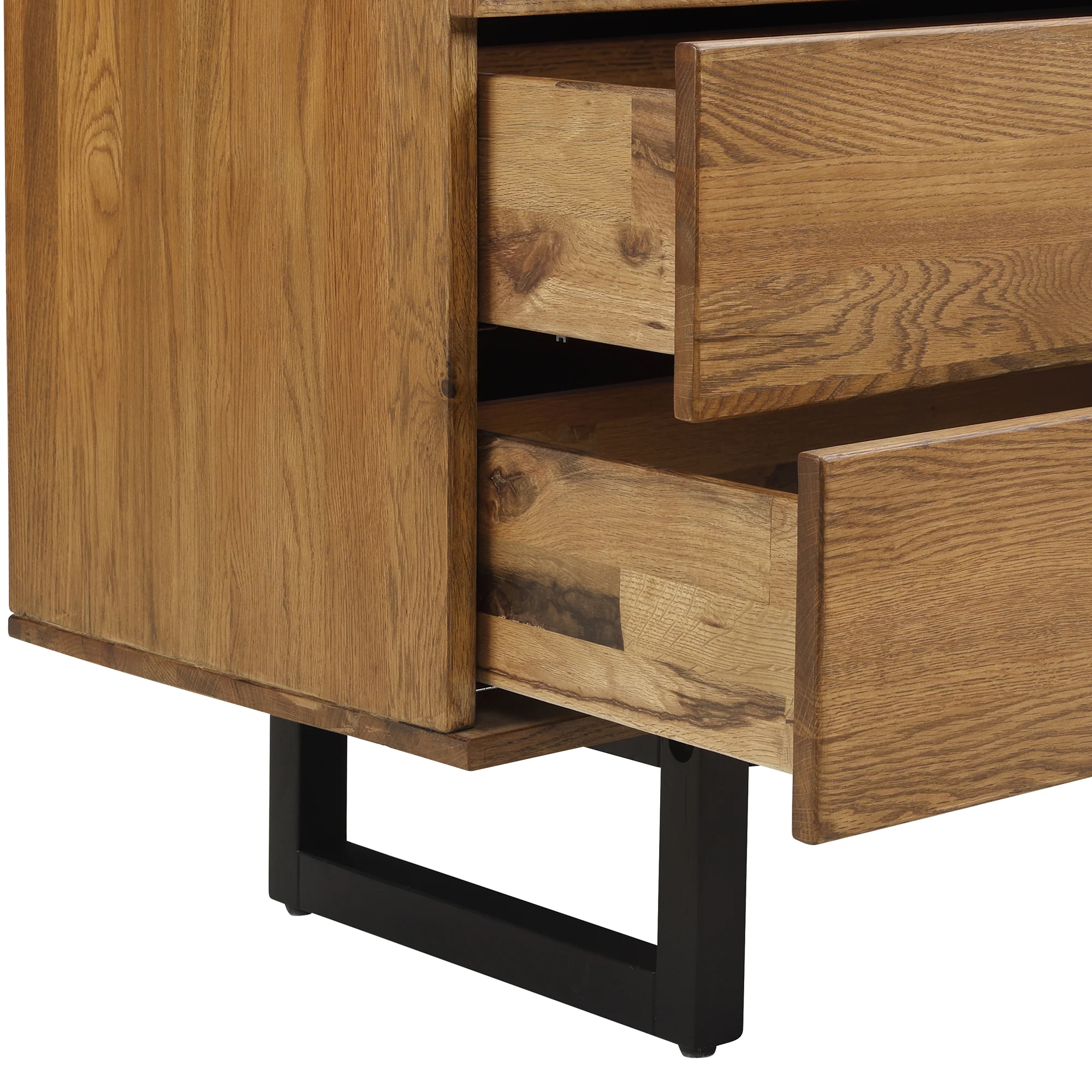 Aldo 4 Drawer Dresser in Brown Oak Wood with Black Metal Legs By Armen Living - Image 6