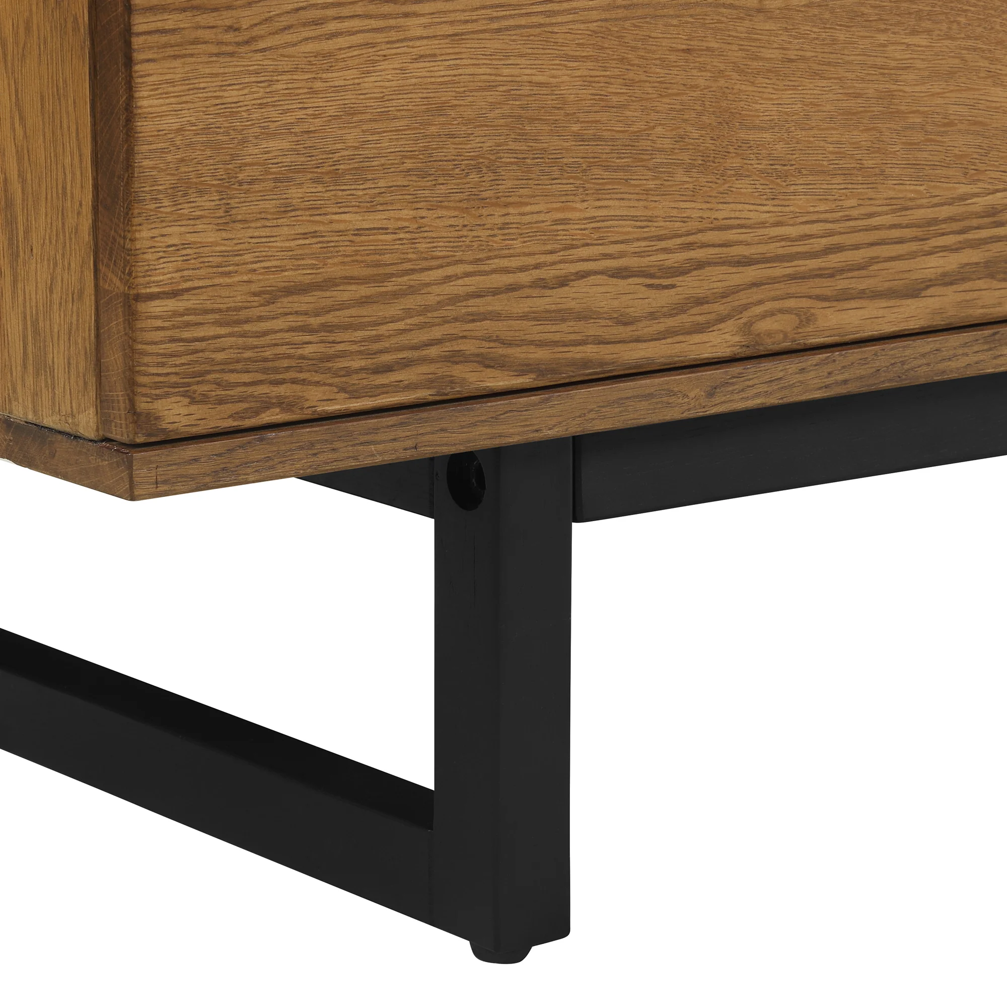 Aldo 4 Drawer Dresser in Brown Oak Wood with Black Metal Legs By Armen Living - Image 7