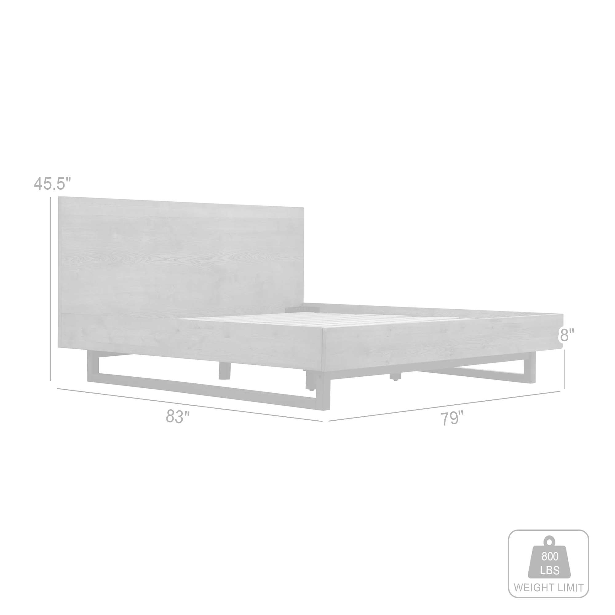Aldo King Size Brown Oak Wood Platform Bed Frame with Black Metal Legs By Armen Living - Image 10
