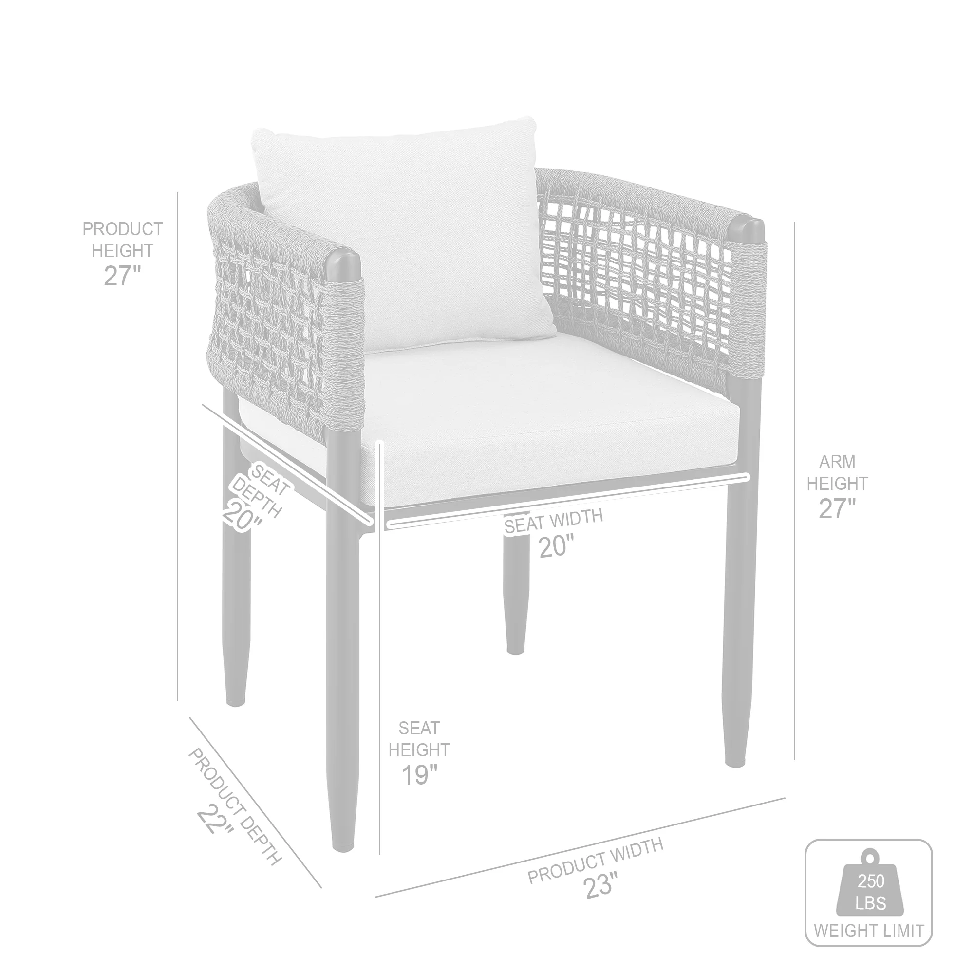 Alegria Outdoor Patio 7-Piece Dining Table Set in Aluminum with Gray Rope and Cushions By Armen Living - Image 10