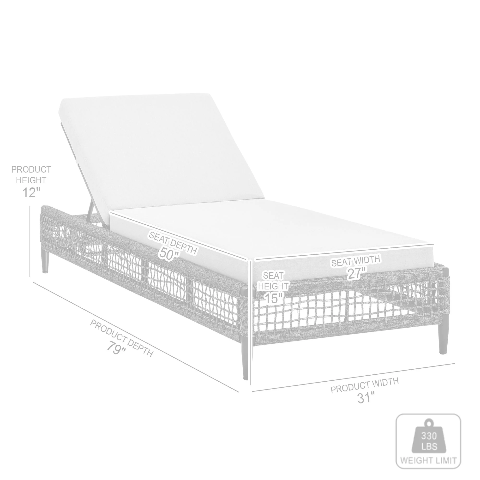 Alegria Outdoor Patio Adjustable Chaise Lounge Chair in Aluminum with Gray Rope and Cushions By Armen Living - Image 10