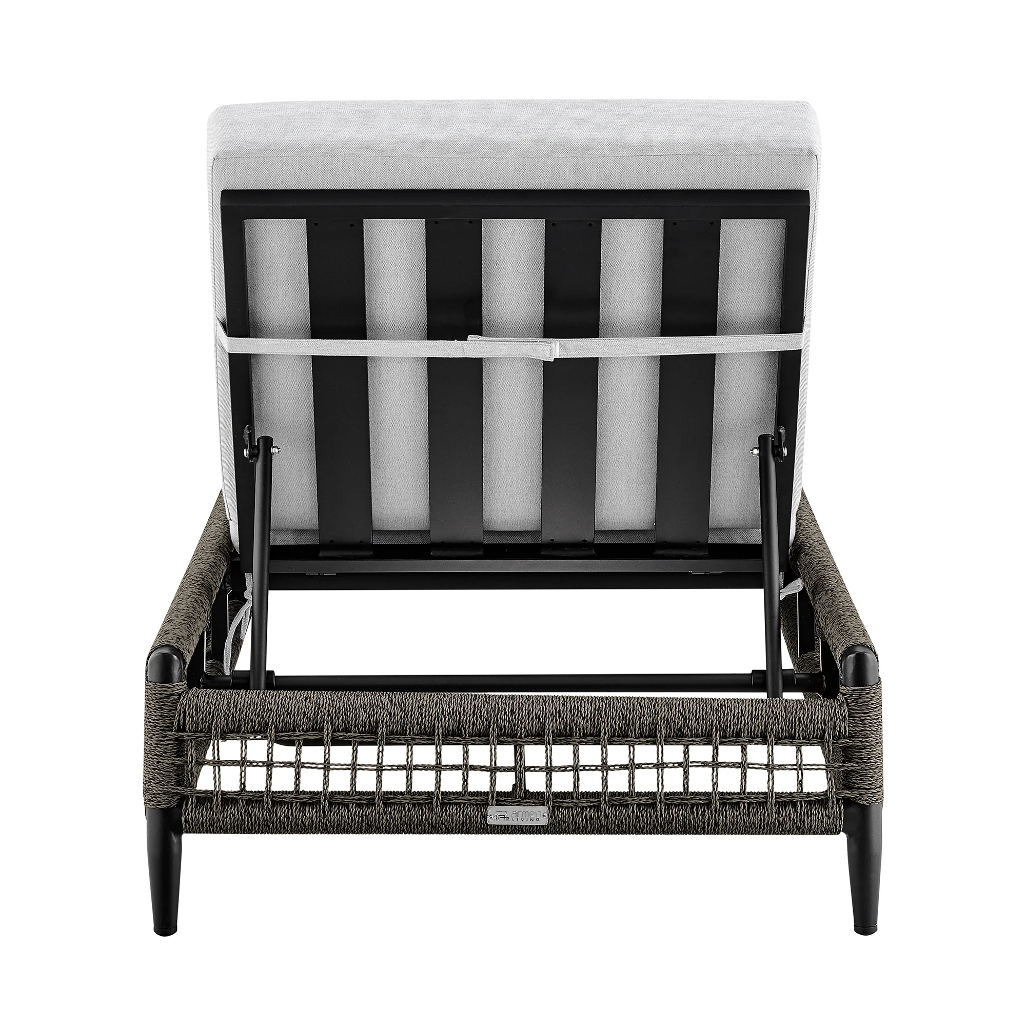Alegria Outdoor Patio Adjustable Chaise Lounge Chair in Aluminum with Gray Rope and Cushions By Armen Living - Image 6