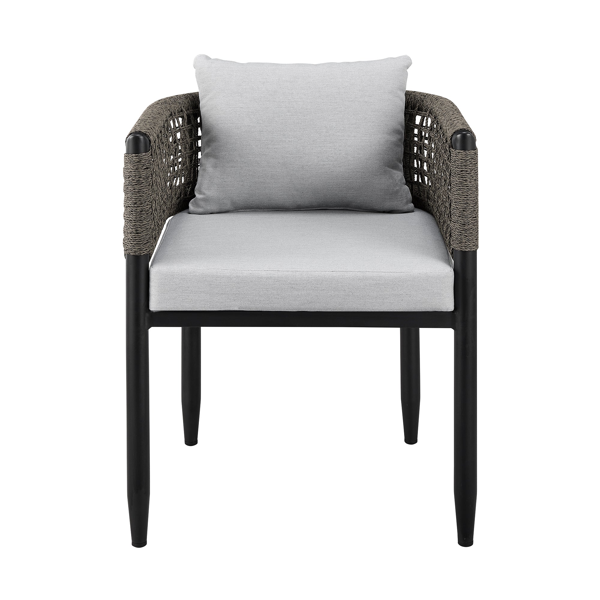 Alegria Outdoor Patio Dining Chair in Aluminum with Gray Rope and Cushions - Set of 2 By Armen Living - Image 5