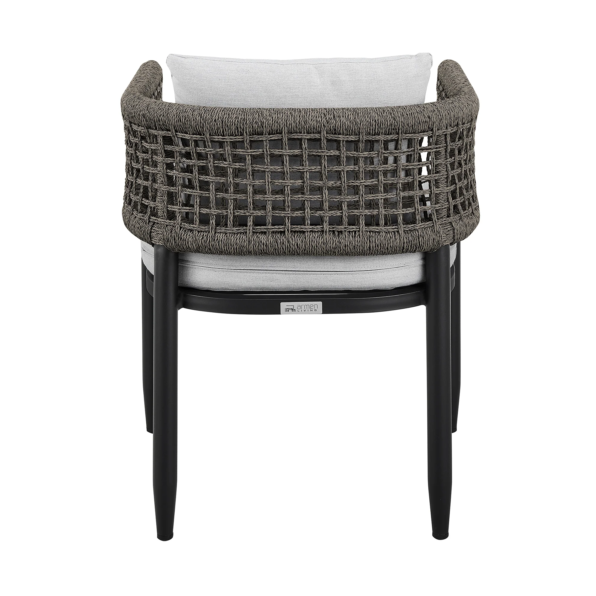 Alegria Outdoor Patio Dining Chair in Aluminum with Gray Rope and Cushions - Set of 2 By Armen Living - Image 8