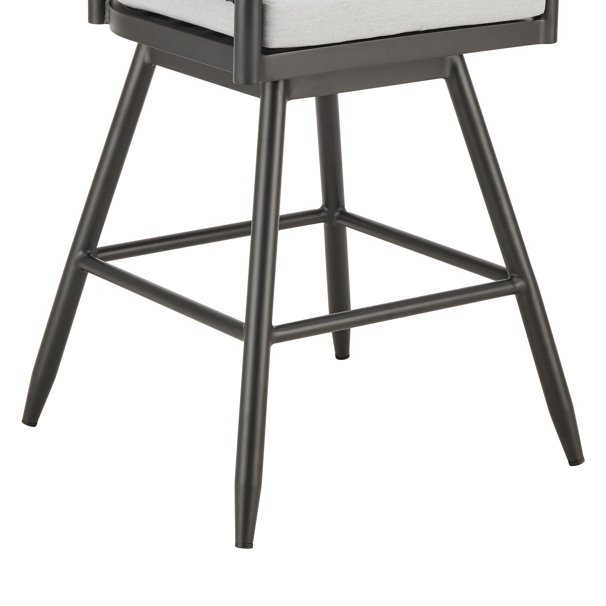 Alegria Outdoor Patio Swivel Bar Stool in Aluminum with Gray Rope and Light Gray Cushions By Armen Living - Image 7