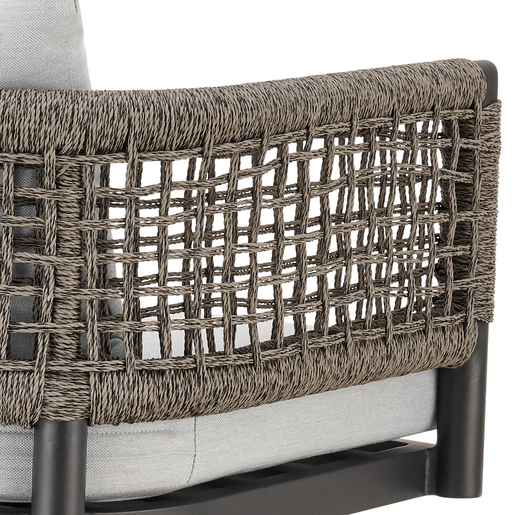 Alegria Outdoor Patio Swivel Bar Stool in Aluminum with Gray Rope and Light Gray Cushions By Armen Living - Image 9