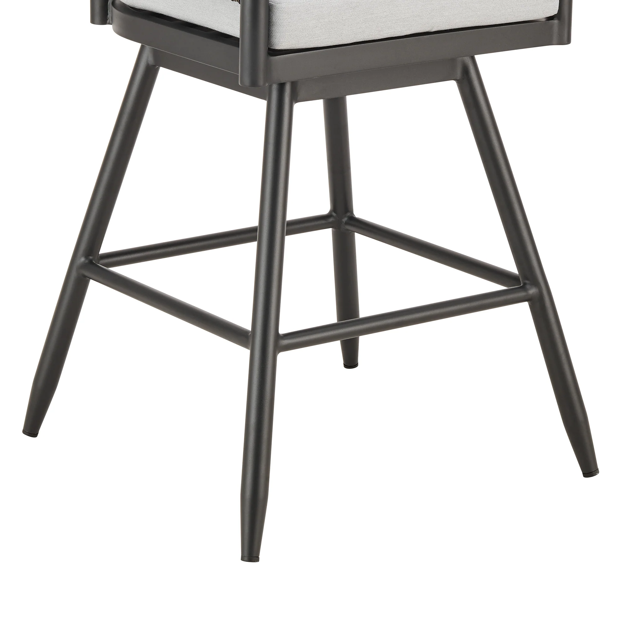 Alegria Outdoor Patio Swivel Counter Stool in Aluminum with Gray Rope and Light Gray Cushions By Armen Living - Image 8