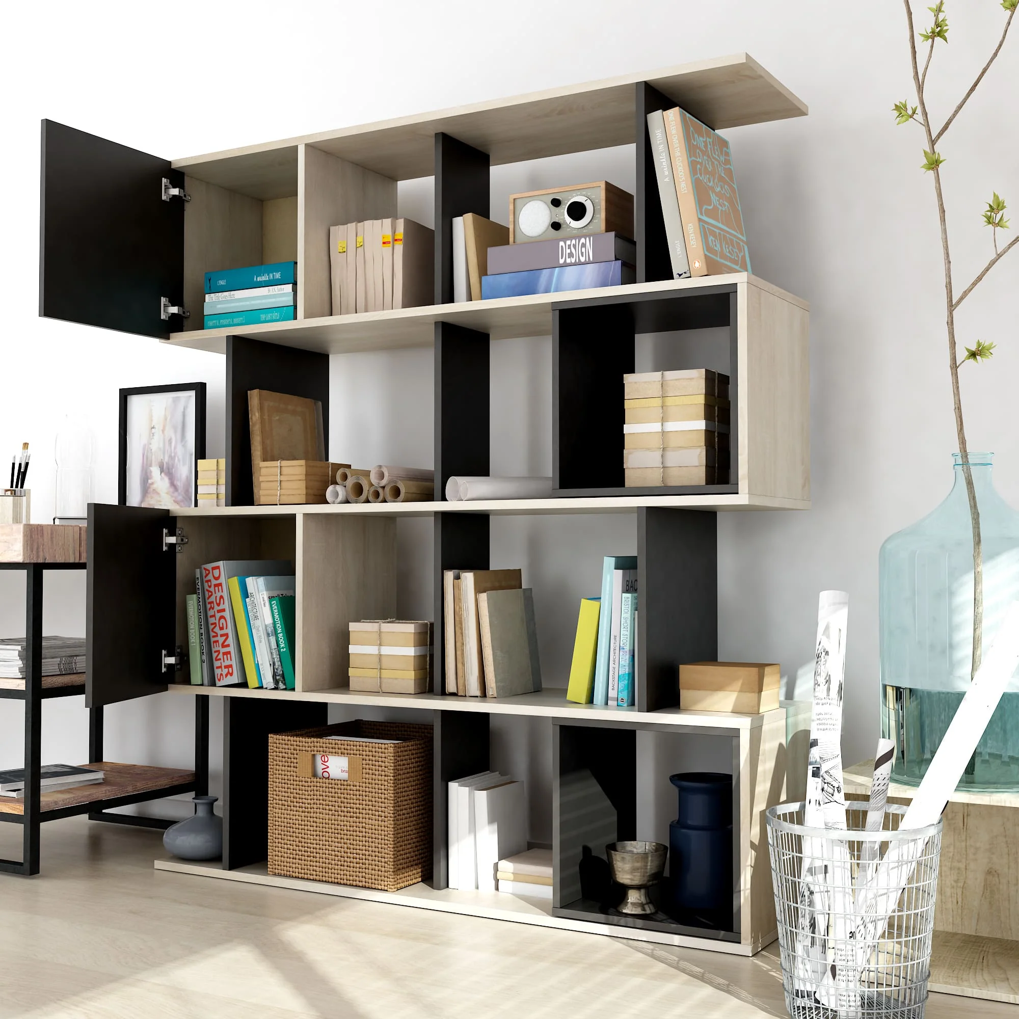 Alliance Geometric Bookcase By Anderson Teak - Image 6