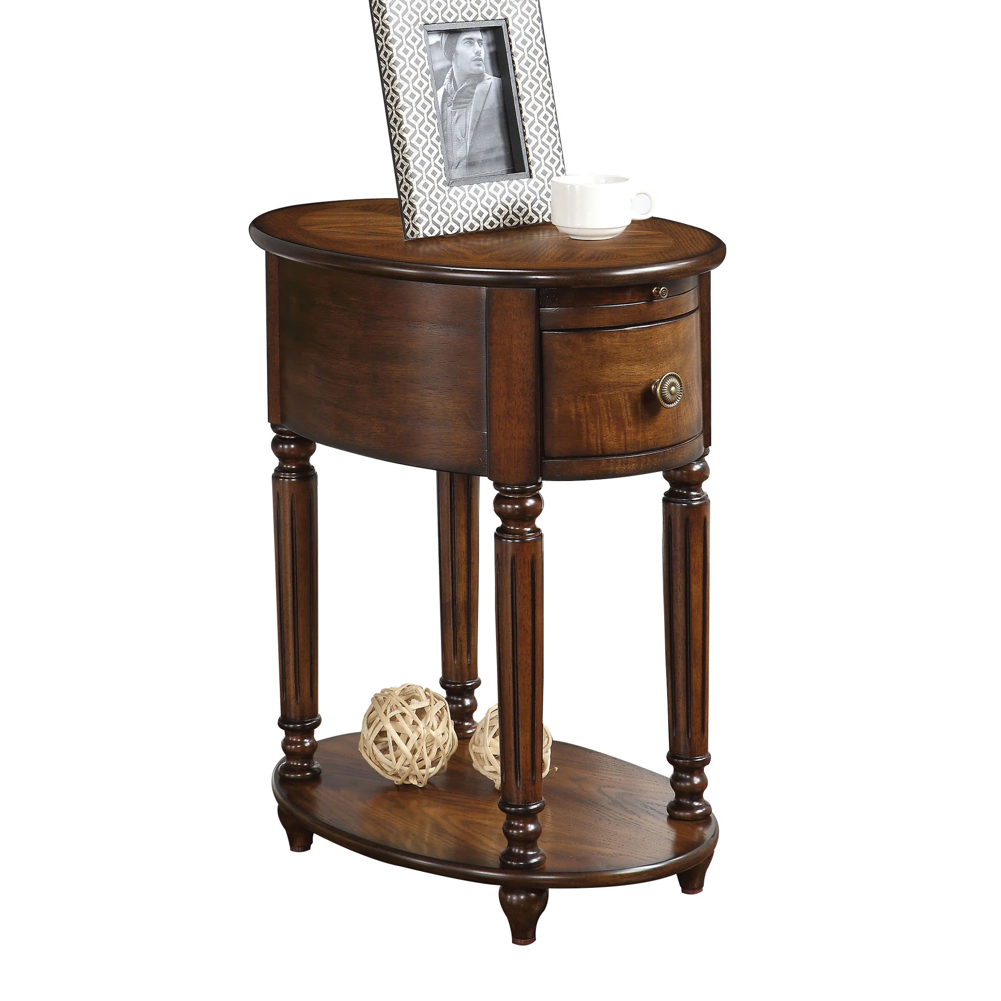 Alluring Side Table, Dark Oak Brown By Benzara - Image 3