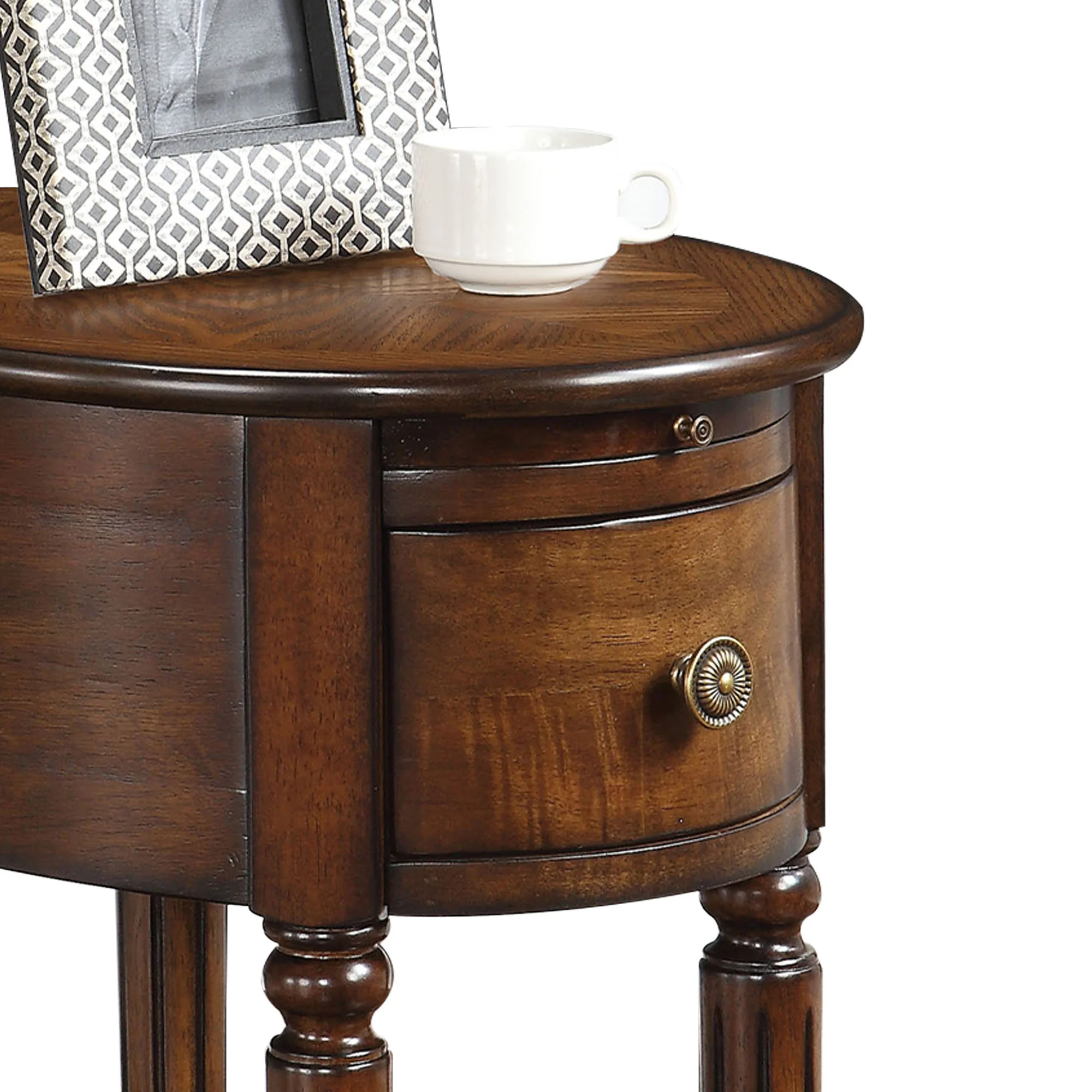 Alluring Side Table, Dark Oak Brown By Benzara - Image 4