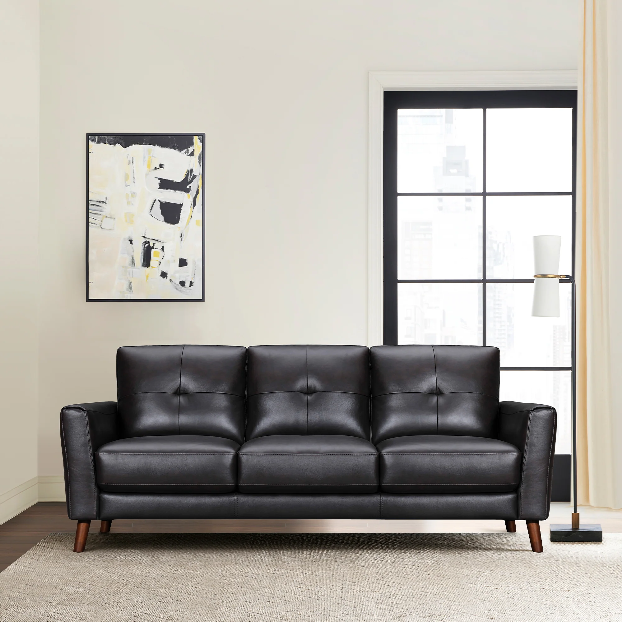 Almafi 82" Dove Gray Leather Sofa By Armen Living - Image 10