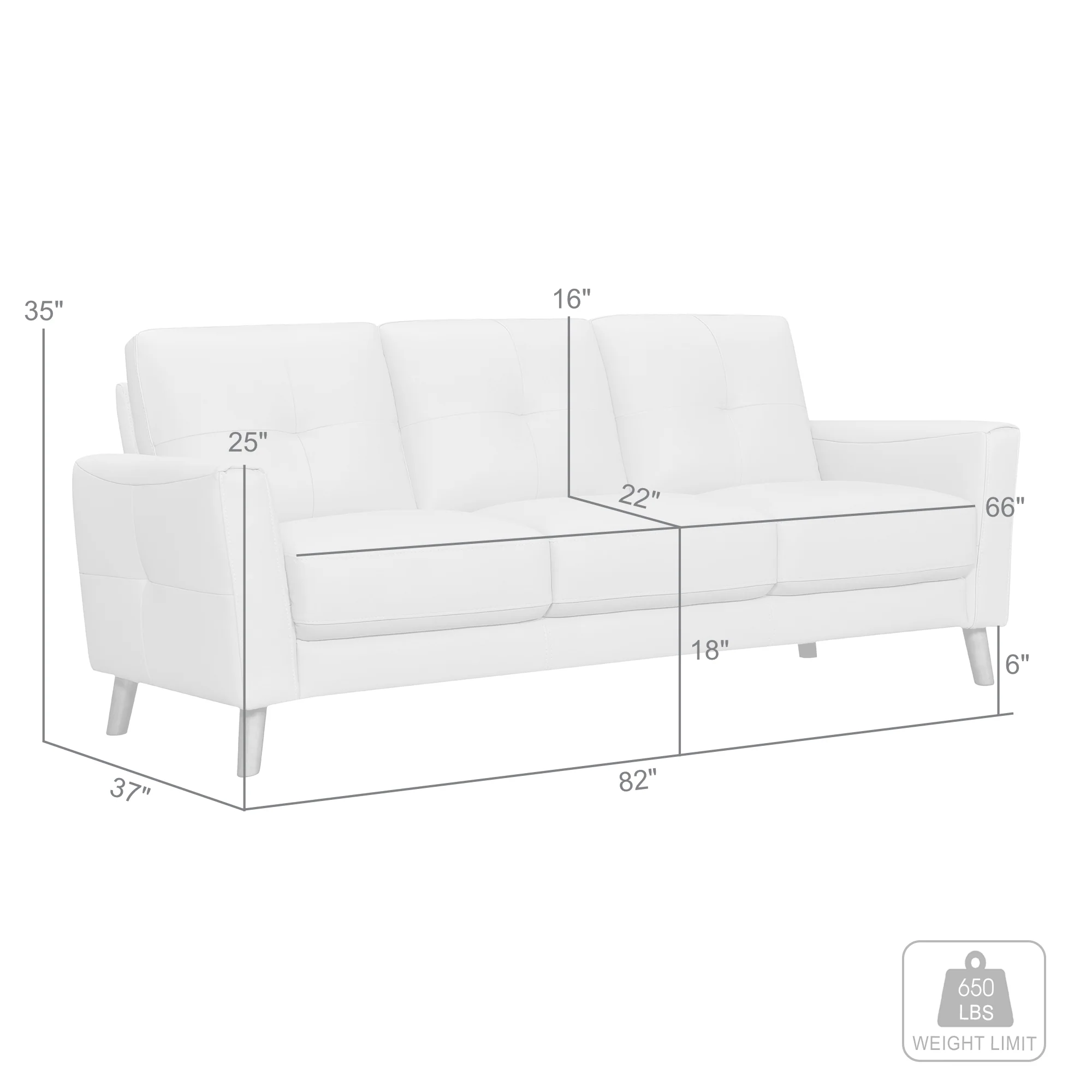 Almafi 82" Dove Gray Leather Sofa By Armen Living - Image 17