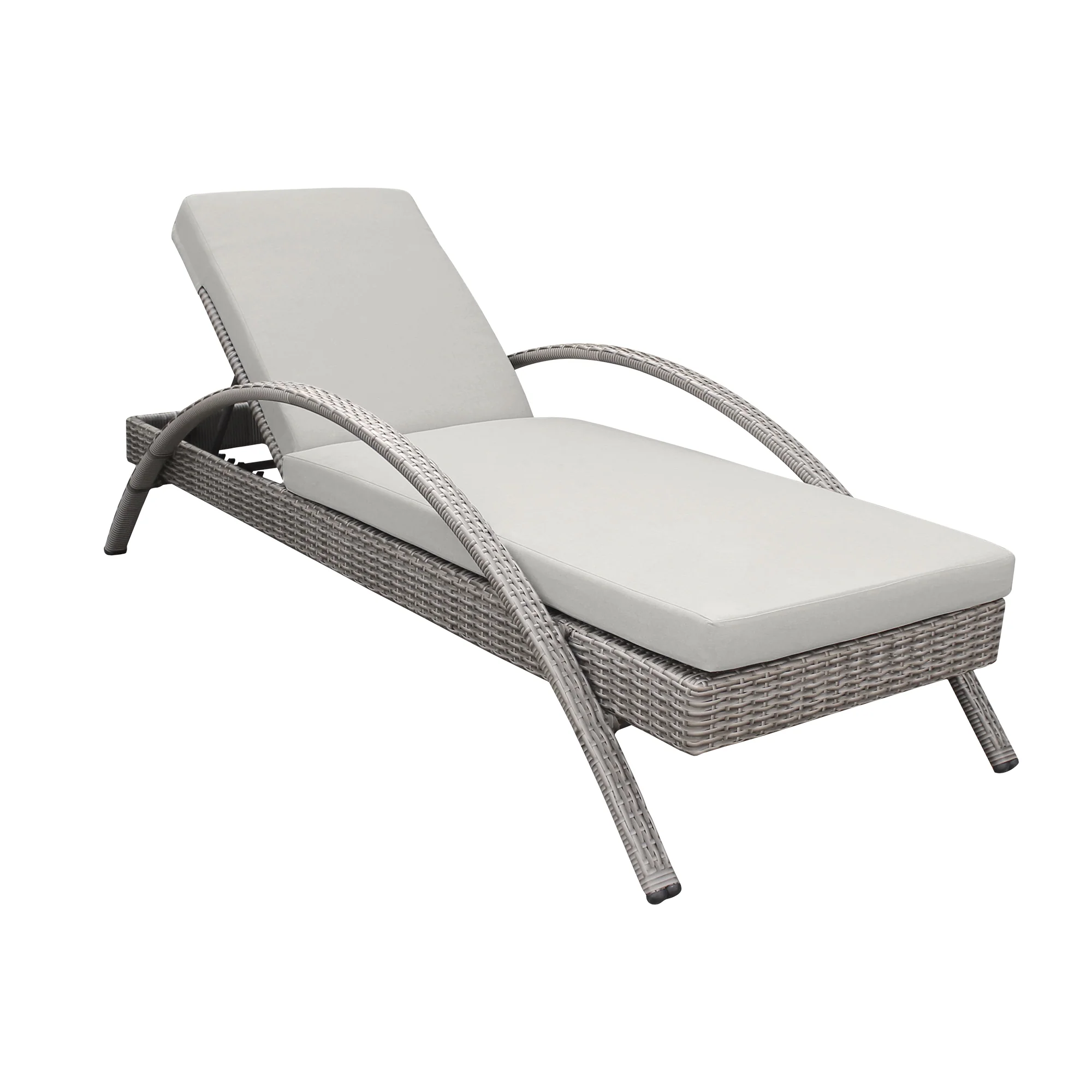 Aloha Adjustable Patio Outdoor Chaise Lounge Chair in Grey Wicker and Cushions By Armen Living - Image 2