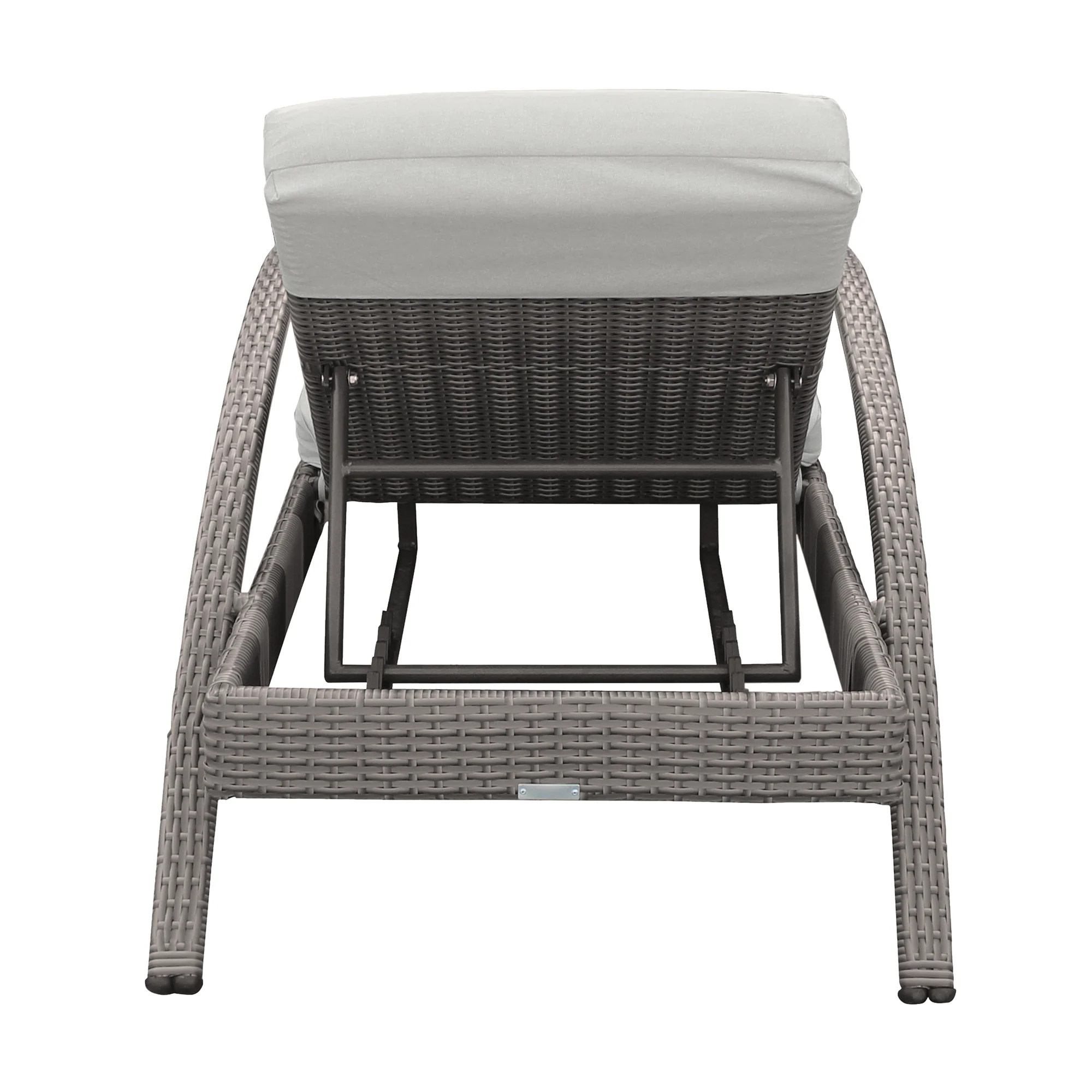 Aloha Adjustable Patio Outdoor Chaise Lounge Chair in Grey Wicker and Cushions By Armen Living - Image 6