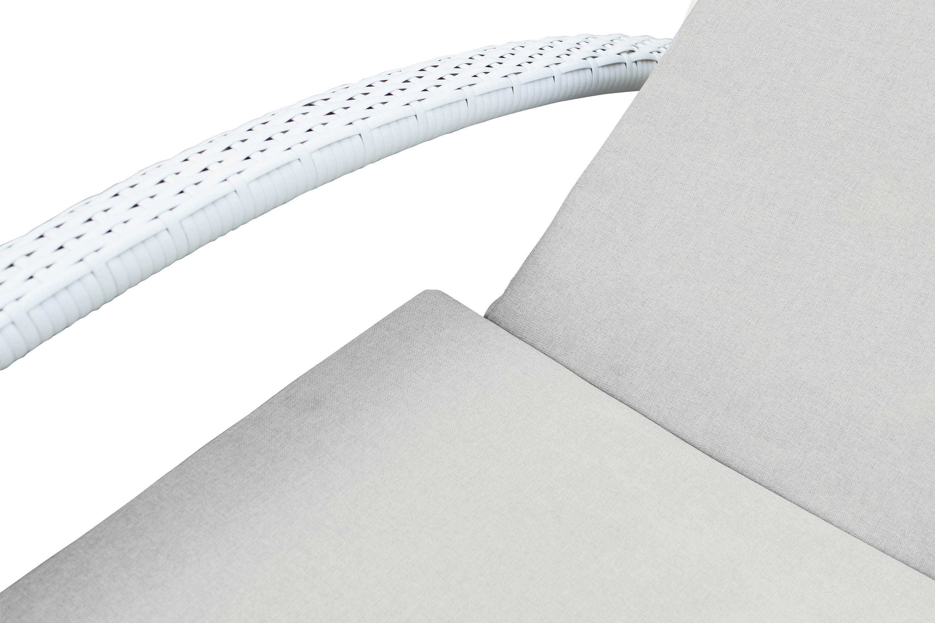 Aloha Adjustable Patio Outdoor Chaise Lounge Chair in White Wicker and Grey Cushions By Armen Living - Image 10