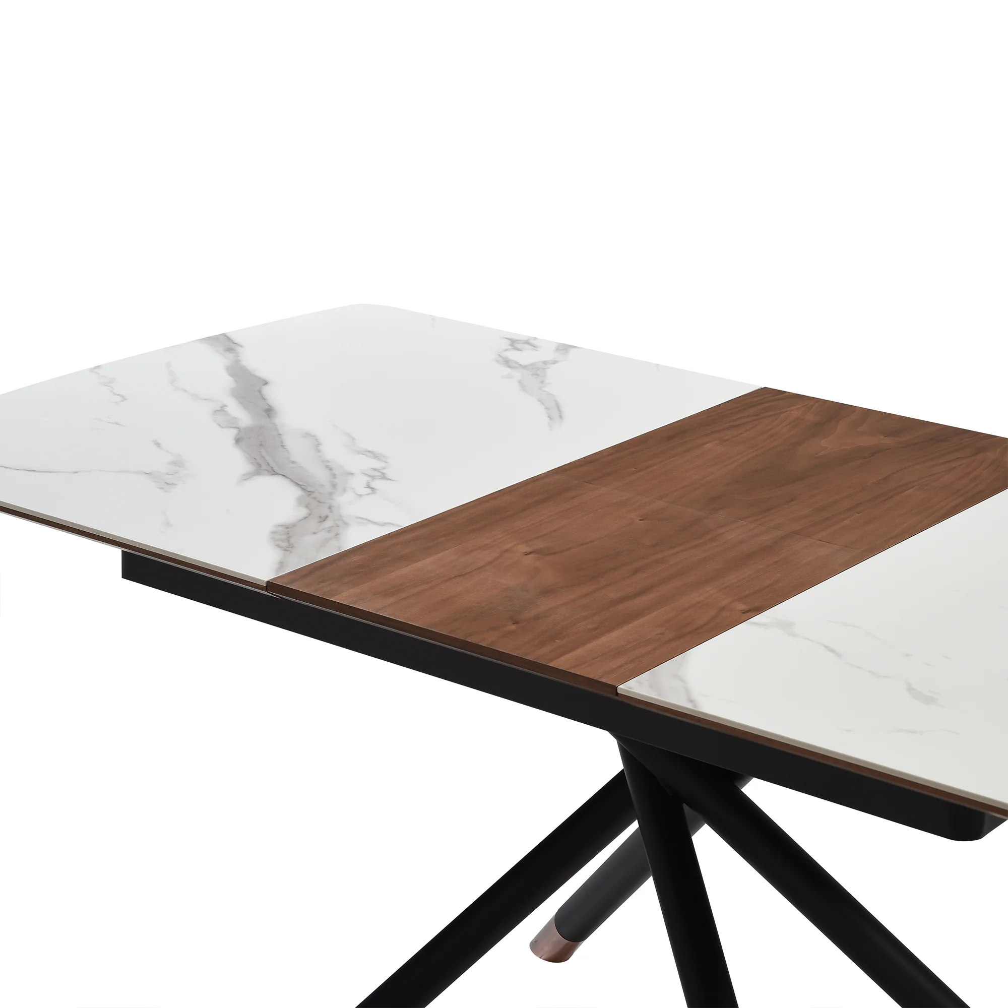 Alora Extendable Dining Table with Light Gray Ceramic and Wood Top and Metal Legs By Armen Living - Image 10